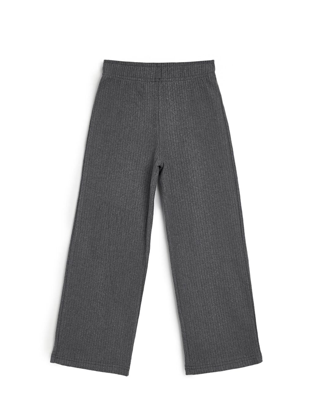 Gri Beli Lastikli Füme Kız Çocuk Eşofman Altı - Rahat Geniş Paça Kalın Kumaş 7-8-9-10-11-12-13-14 Yaş-6