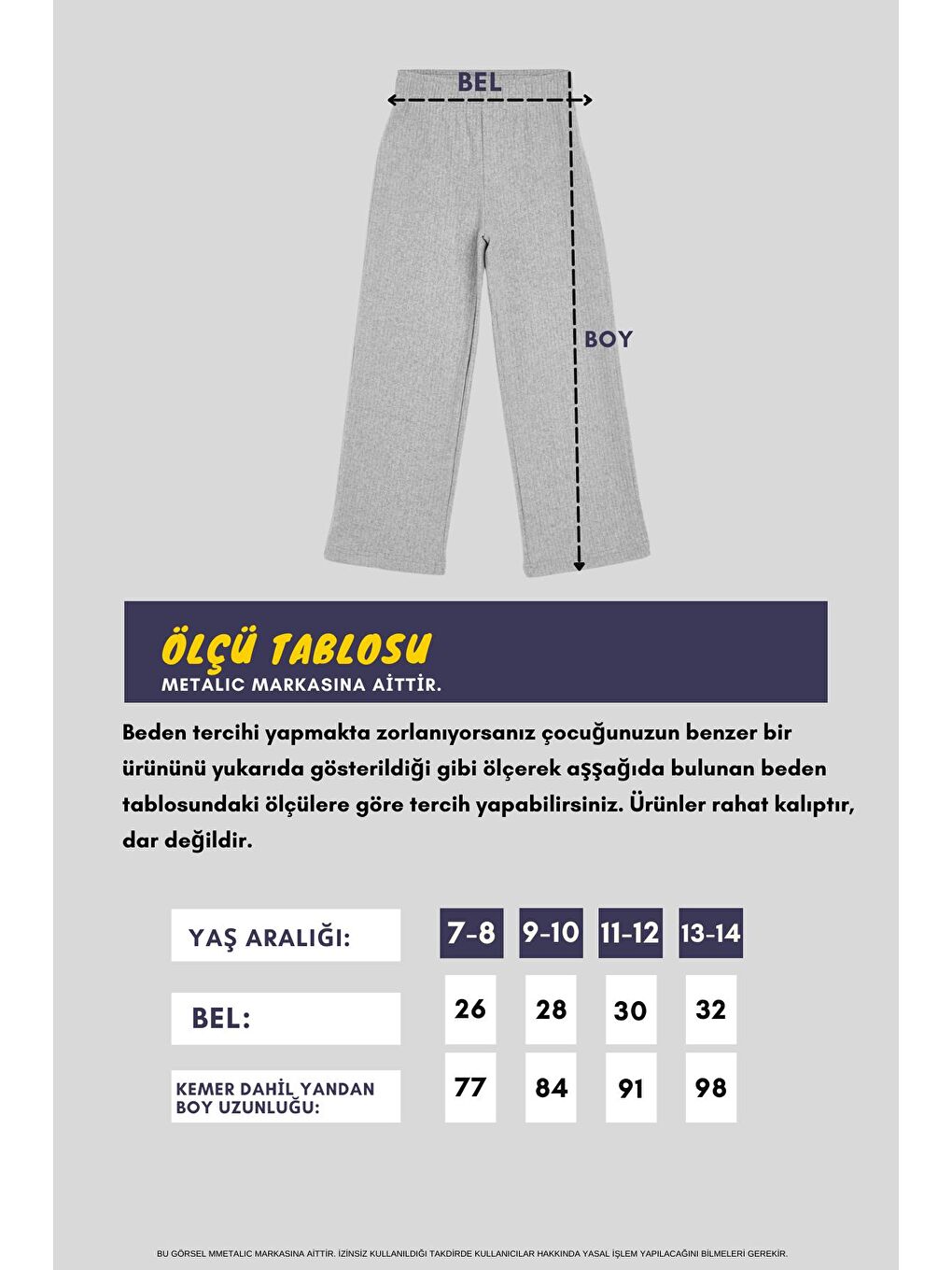 Beli Lastikli Gri Kız Çocuk Eşofman Altı - Rahat Geniş Paça Kalın Kumaş 7-8-9-10-11-12-13-14 Yaş-6