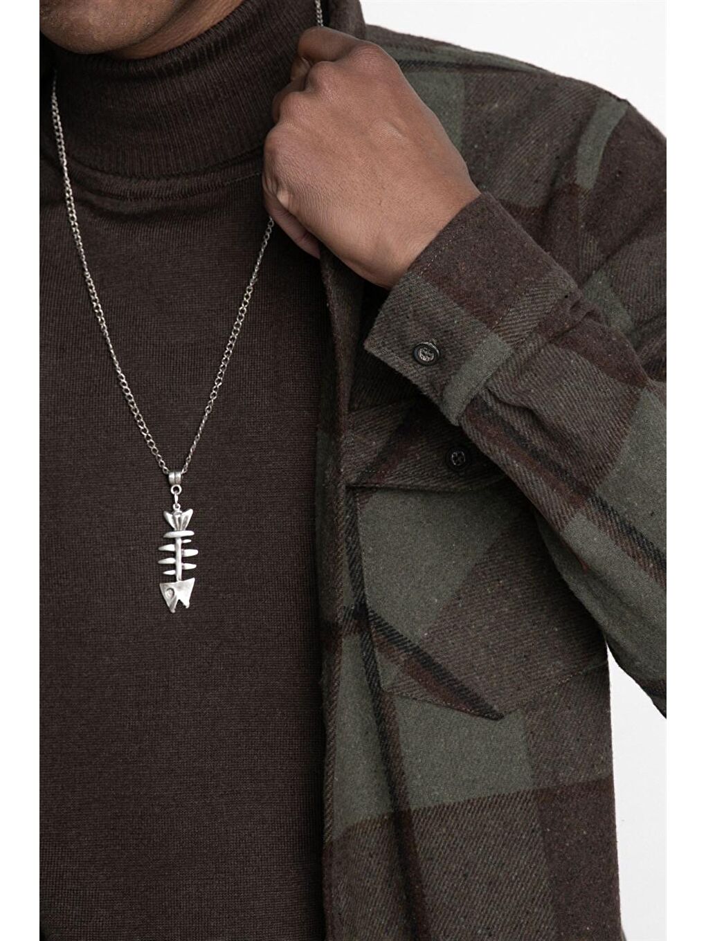 Siyah Slim Fit Kışlık Oduncu Ekoseli Tek Cep Kapaklı Erkek Renkli Gömlek-2