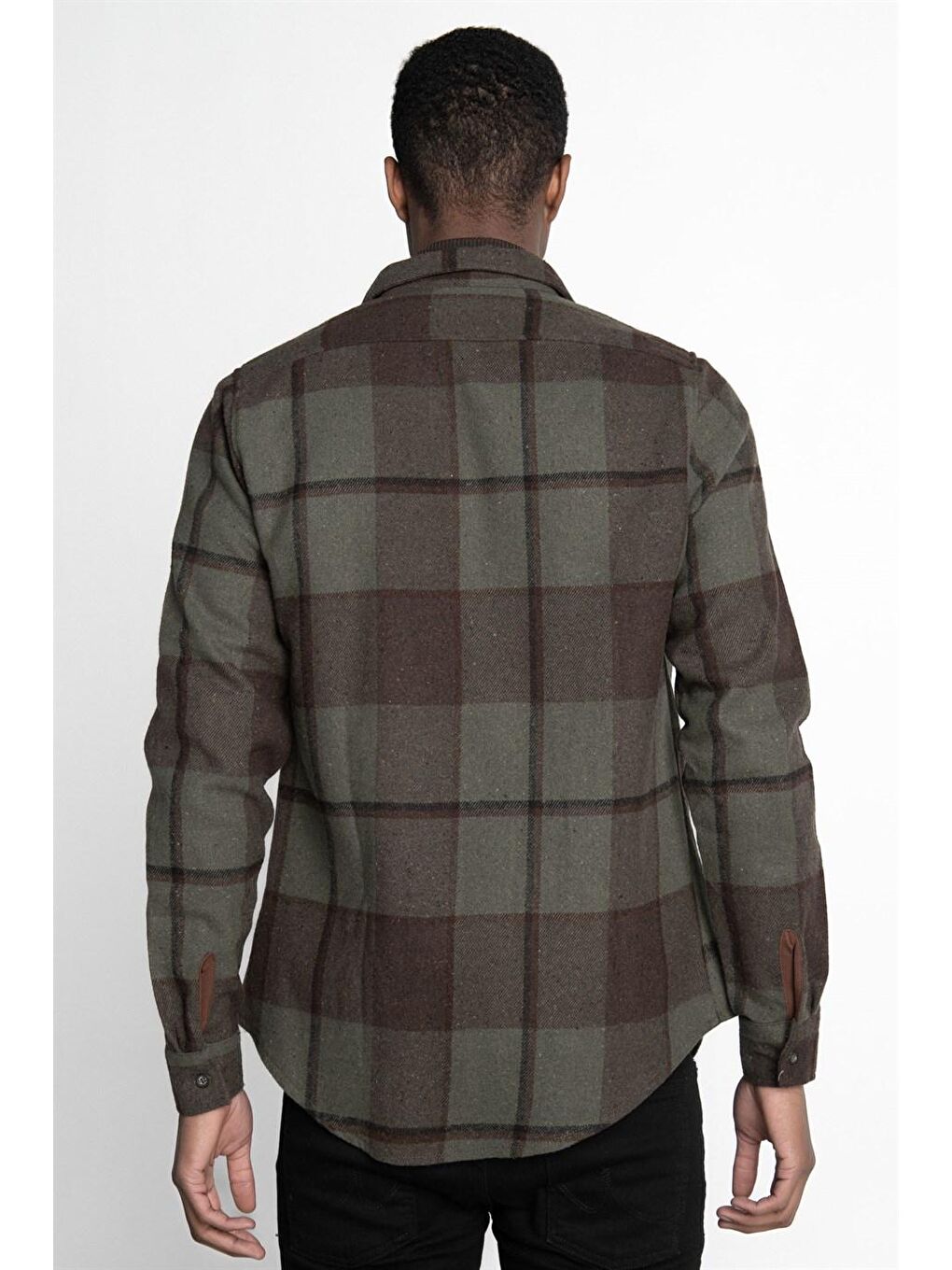 Siyah Slim Fit Kışlık Oduncu Ekoseli Tek Cep Kapaklı Erkek Renkli Gömlek-3