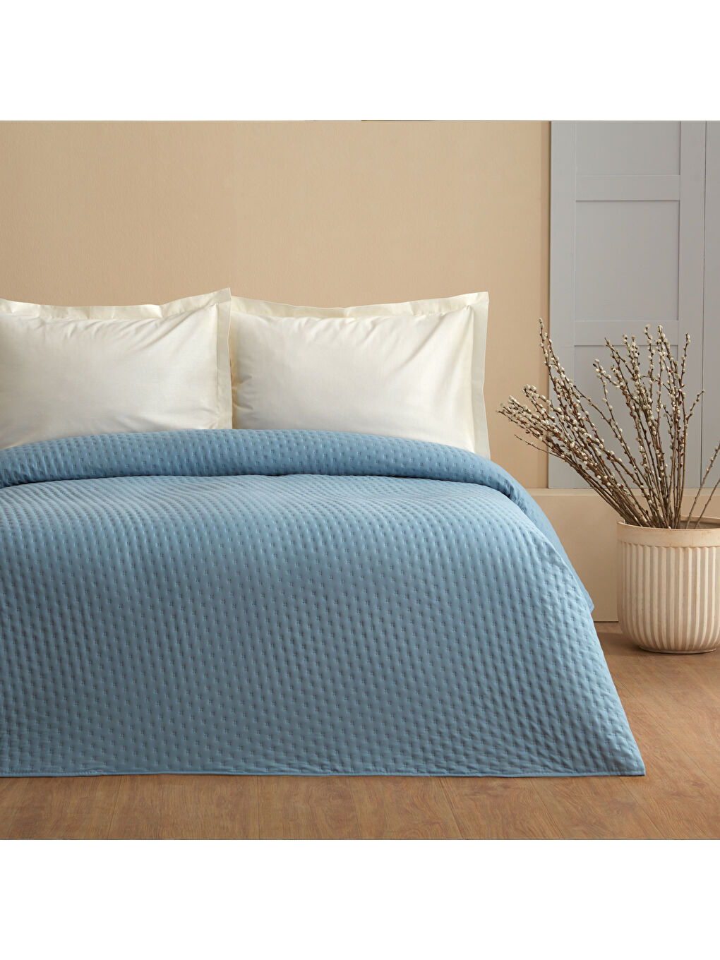 Bedspreado Yıkanmış Mikro İndigo Yatak Örtüsü Çift Kişilik 200x220