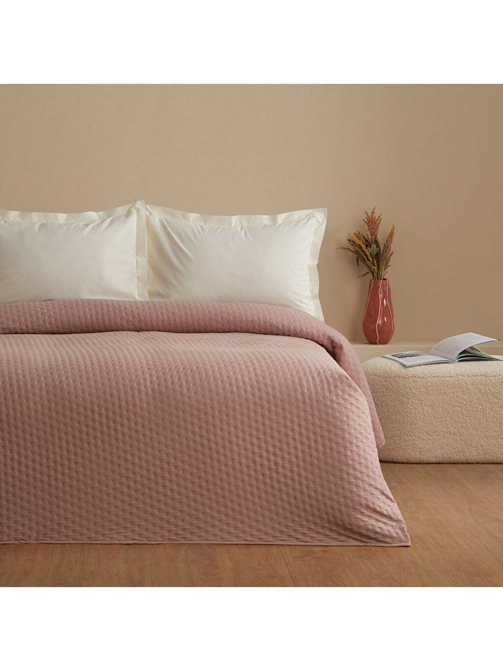 Oglo Bedspreado Yıkanmış Mikro Lila Yatak Örtüsü Çift Kişilik 230x250