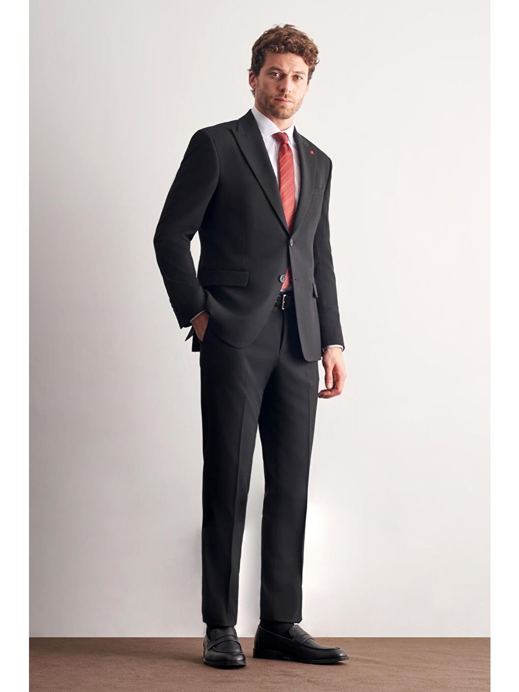 Siyah Kırlangıç Yaka Tam Astar 6 Drop Slim Fit Takım Elbise 1001255162-5