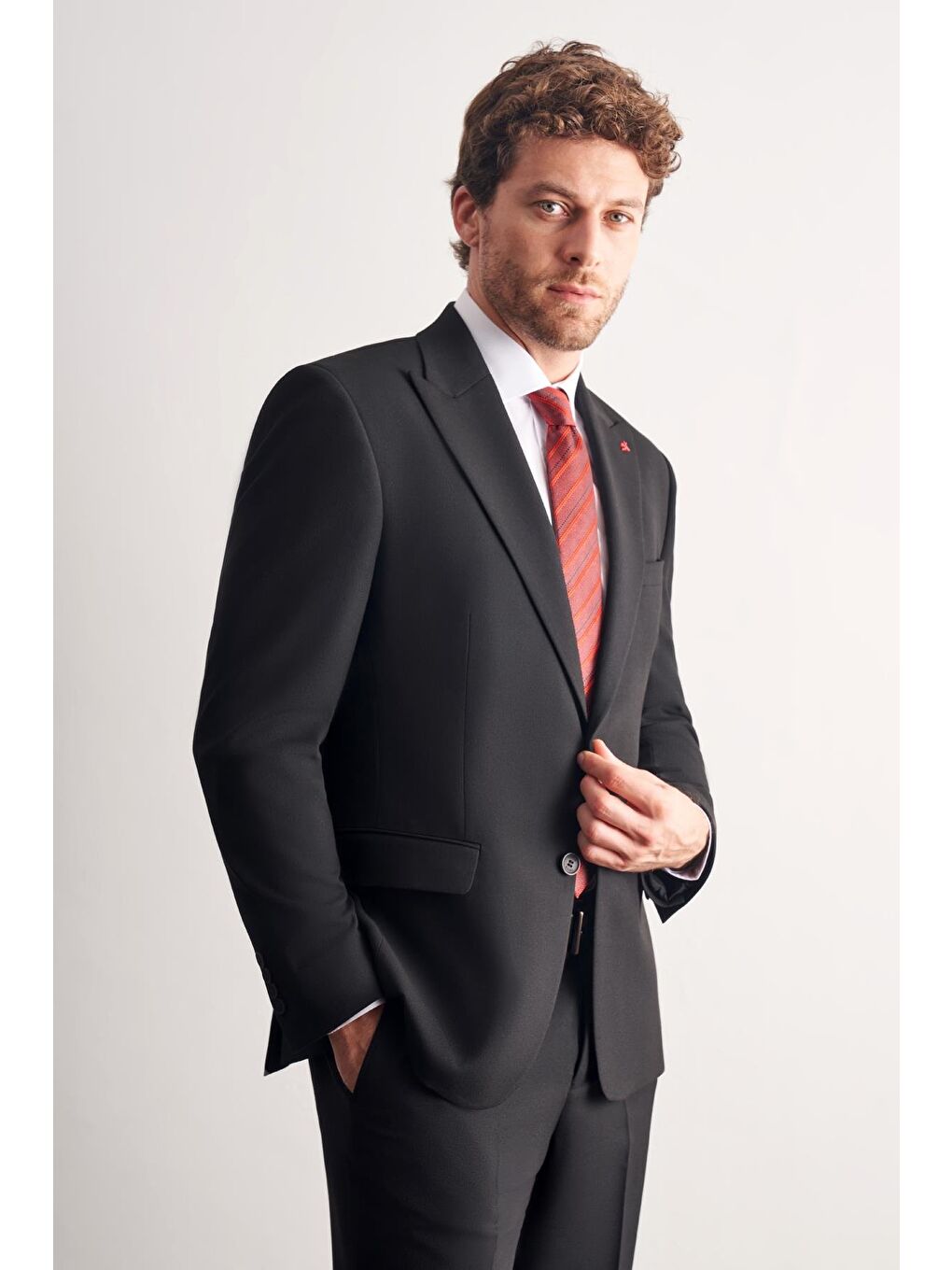 Siyah Kırlangıç Yaka Tam Astar 6 Drop Slim Fit Takım Elbise 1001255162-7