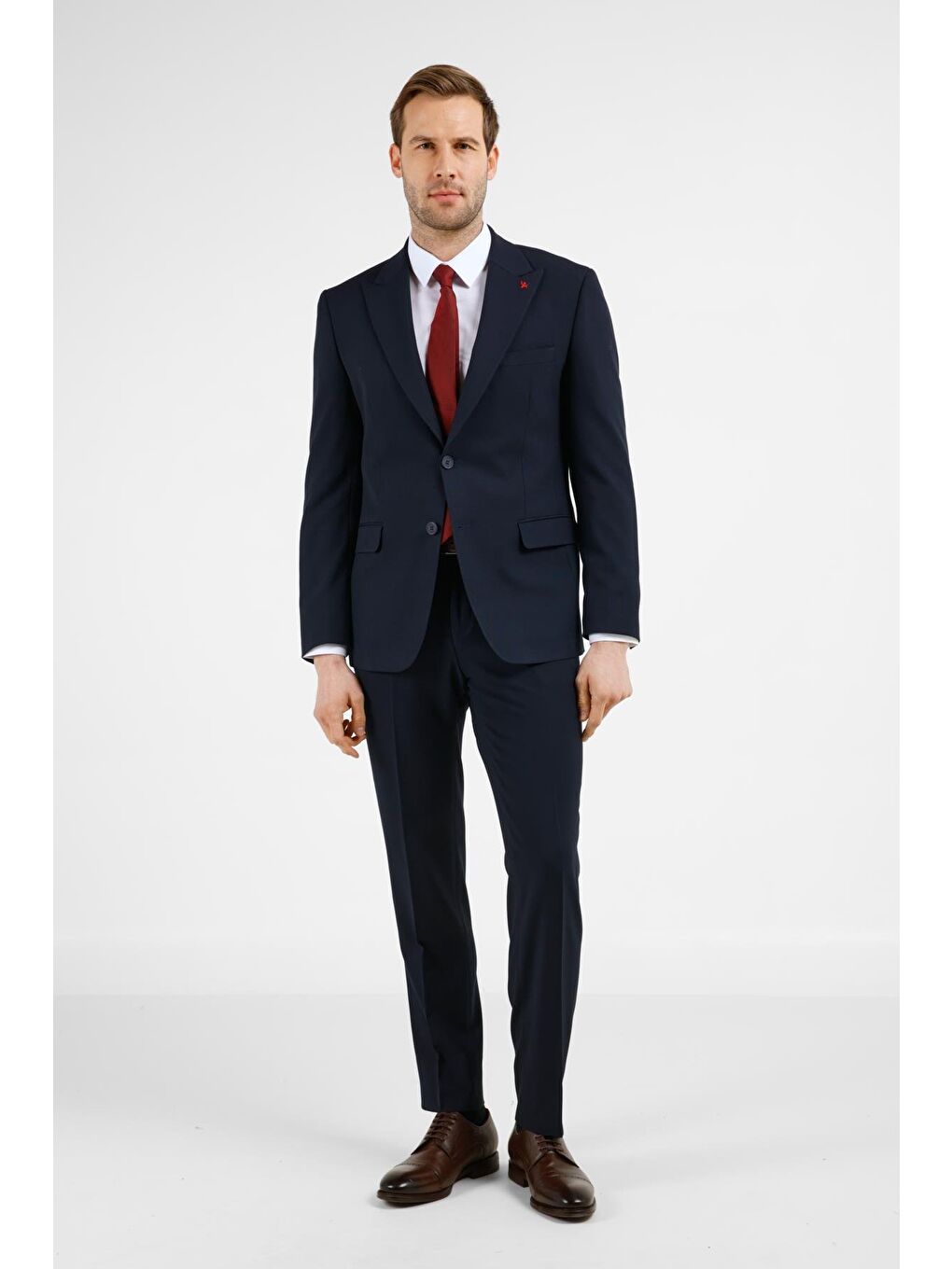 Lacivert Kırlangıç Yaka Tam Astar 6 Drop Slim Fit Takım Elbise 1001255162-5