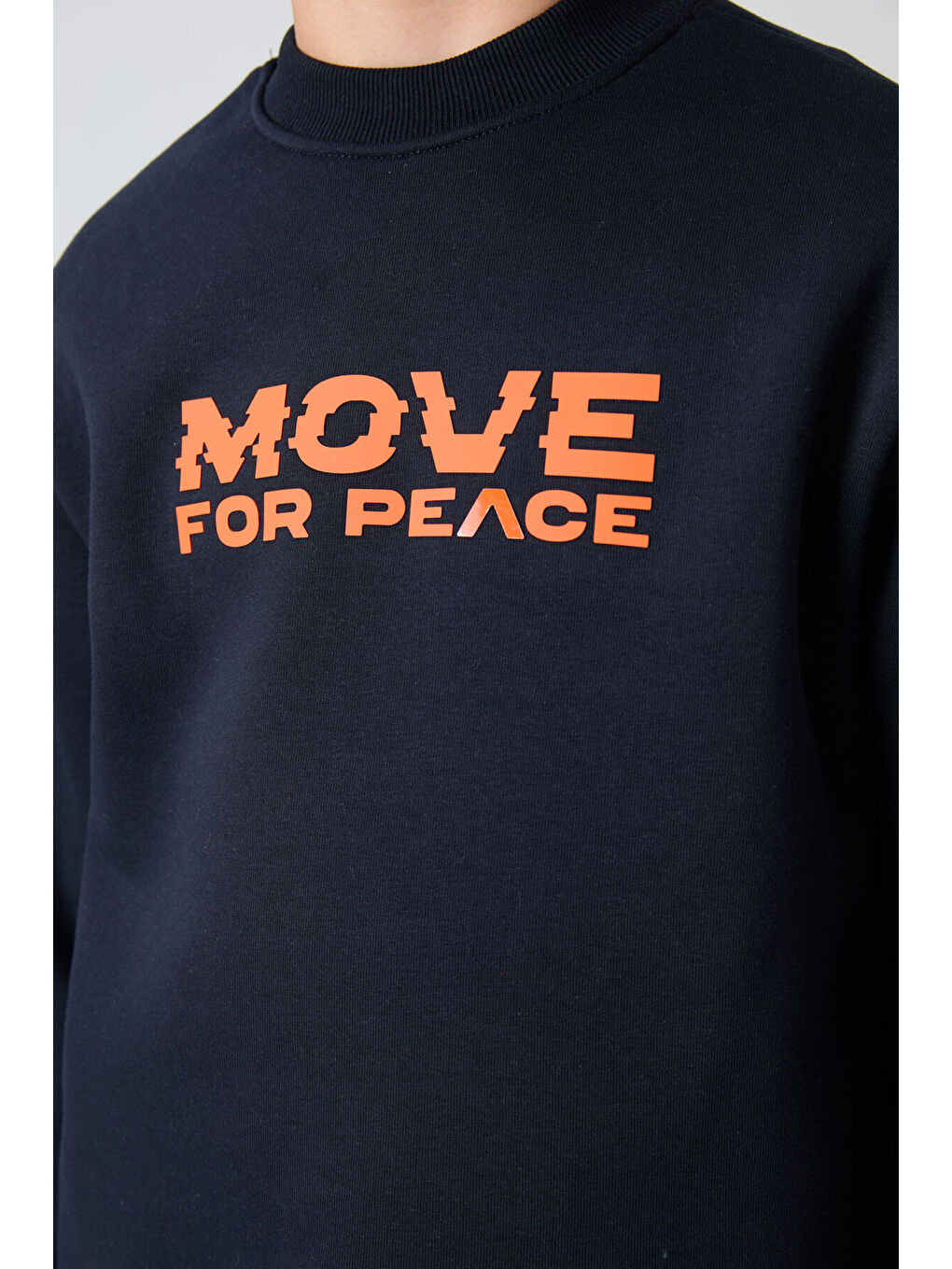 Lacivert Pamuklu Kalın İçi Tüylü Yumuşak Dokulu Standart Fit Baskılı Erkek Çocuk Sweatshirt - 11216-2