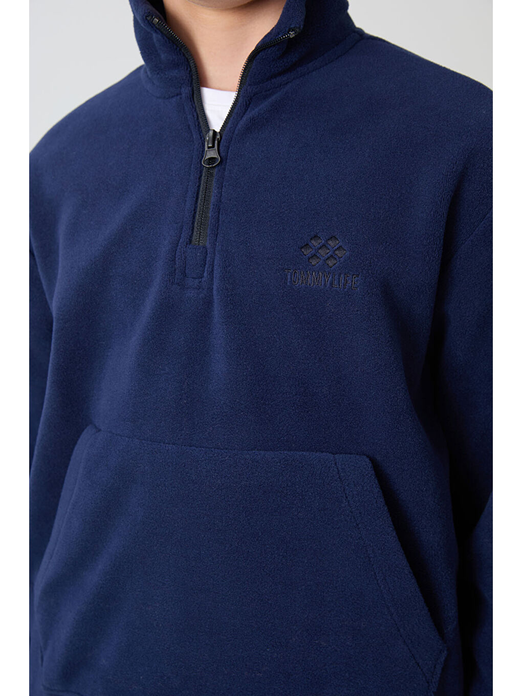 Lacivert Kalın Yumuşak Dokulu Standart Fit Nakışlı Polar Erkek Çocuk Eşofman Takım - 11218-1