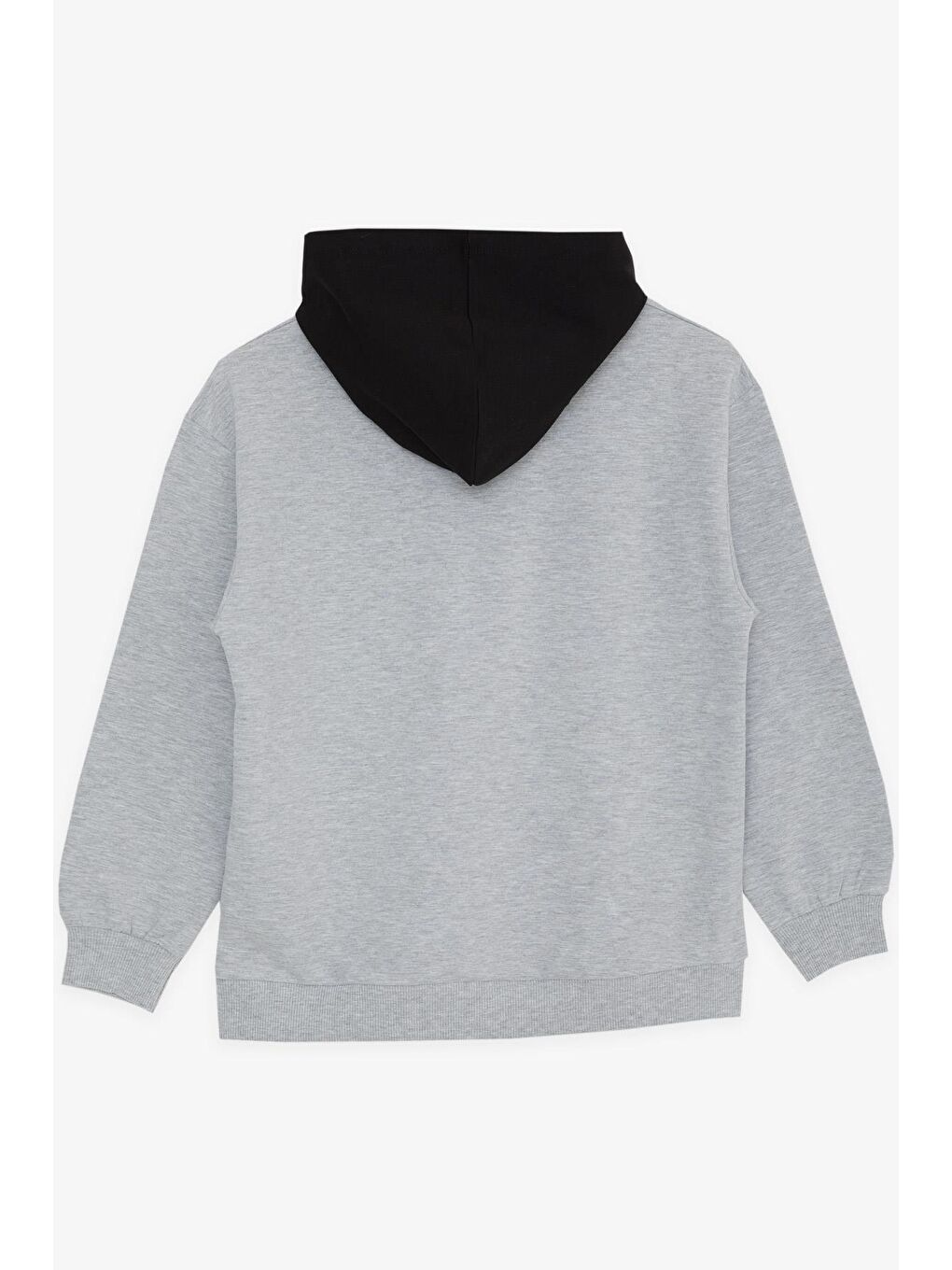 Bej Erkek Çocuk Sweatshirt Kapüşonlu Yazı Baskılı Gri Melanj (8-14 Yaş)-1