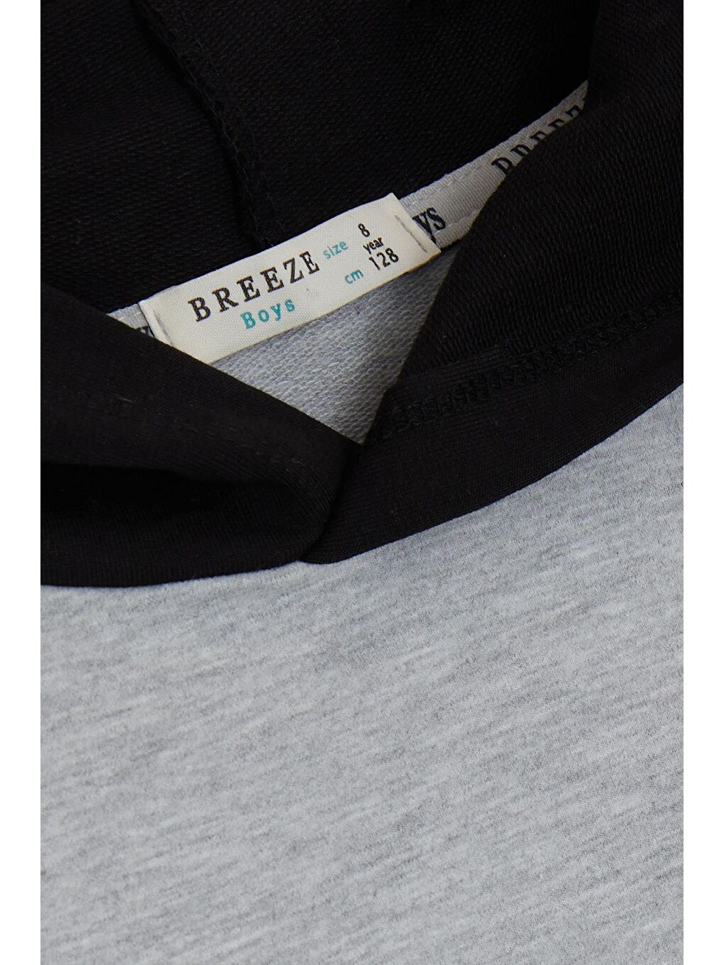 Bej Erkek Çocuk Sweatshirt Kapüşonlu Yazı Baskılı Gri Melanj (8-14 Yaş)-2