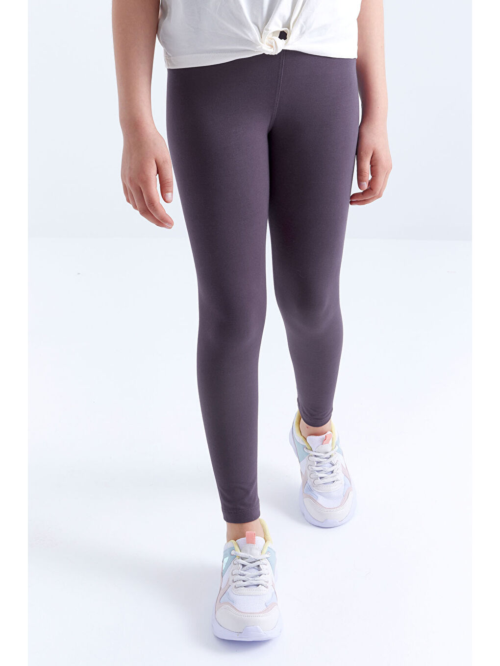 Mavi Eflatun Yüksek Bel Dar Paça Kız Çocuk Tayt - 75047-2