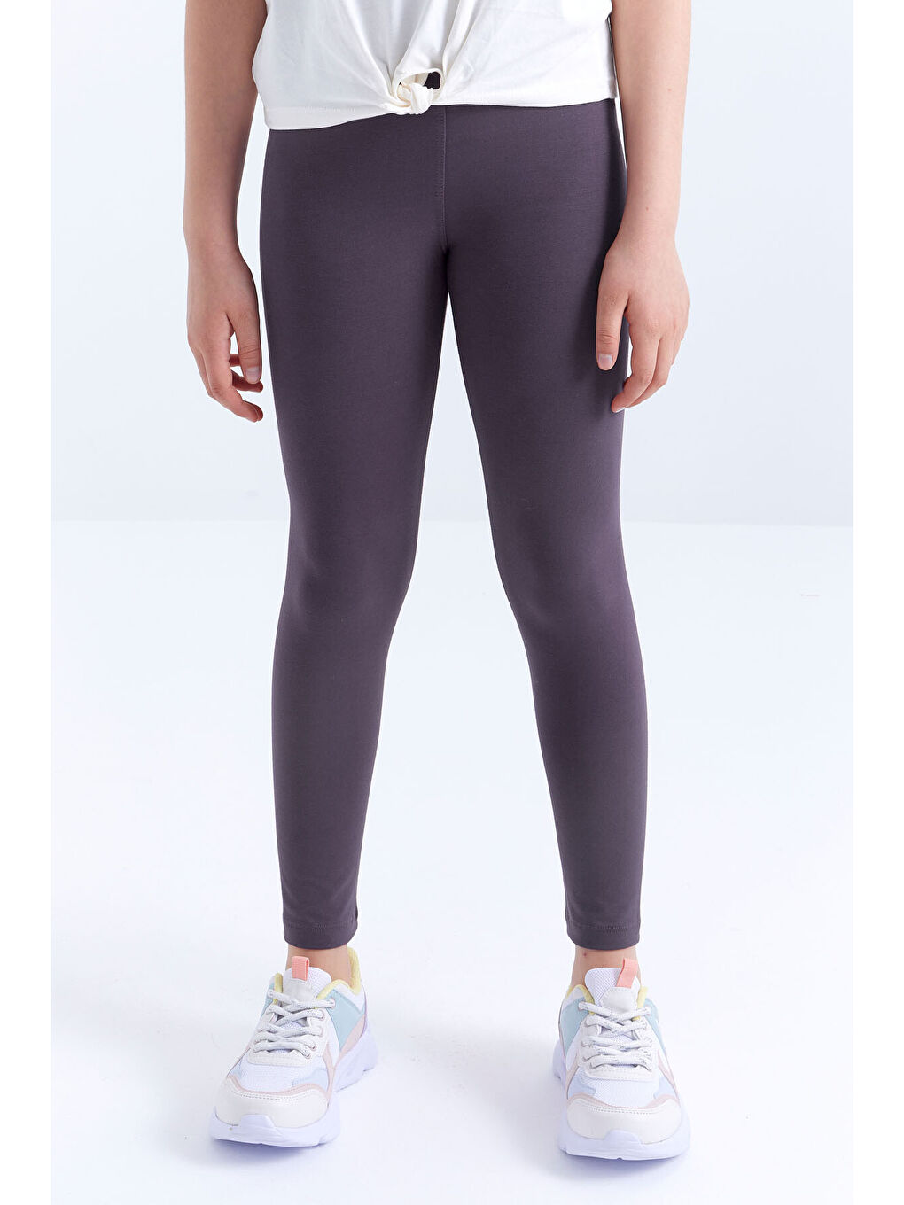 Mavi Eflatun Yüksek Bel Dar Paça Kız Çocuk Tayt - 75047-3