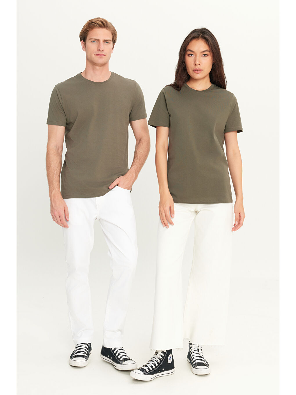 Erkek Haki Slim Fit Dar Kesim %100 Pamuk Bisiklet Yaka Kısa Kollu Tişört-4