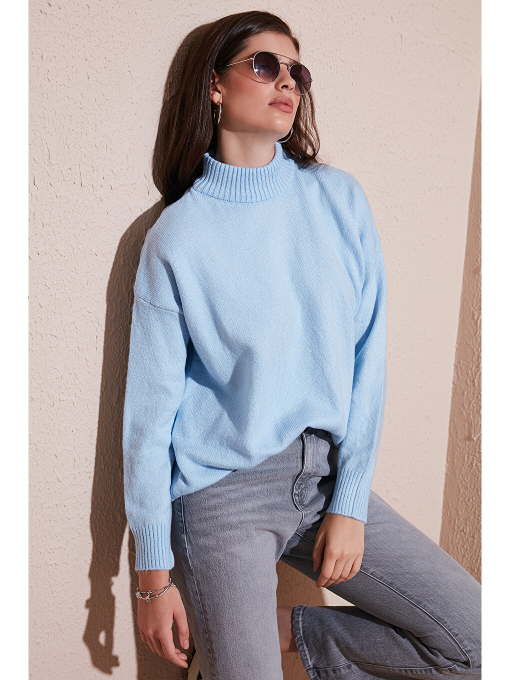 Mavi Premium Oversize Fit Balıkçı Yaka Yumuşak Dokulu Triko Kazak 680kz00469-1