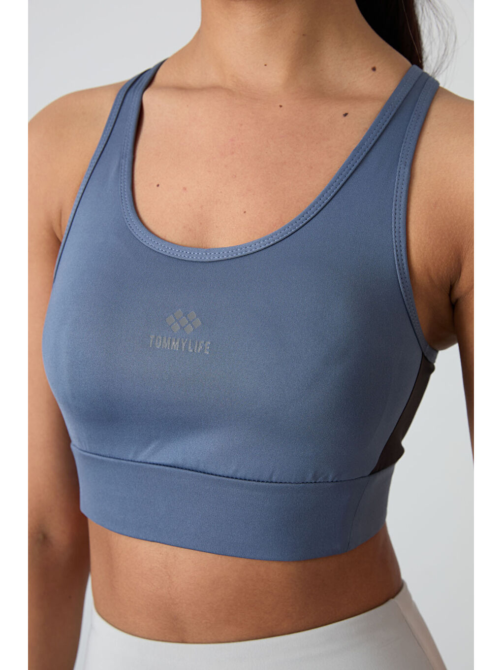 Petrol Çapraz Sırt Detaylı Slim Fit U Yaka Pedli Kadın Spor Büstiyer - 97121-1