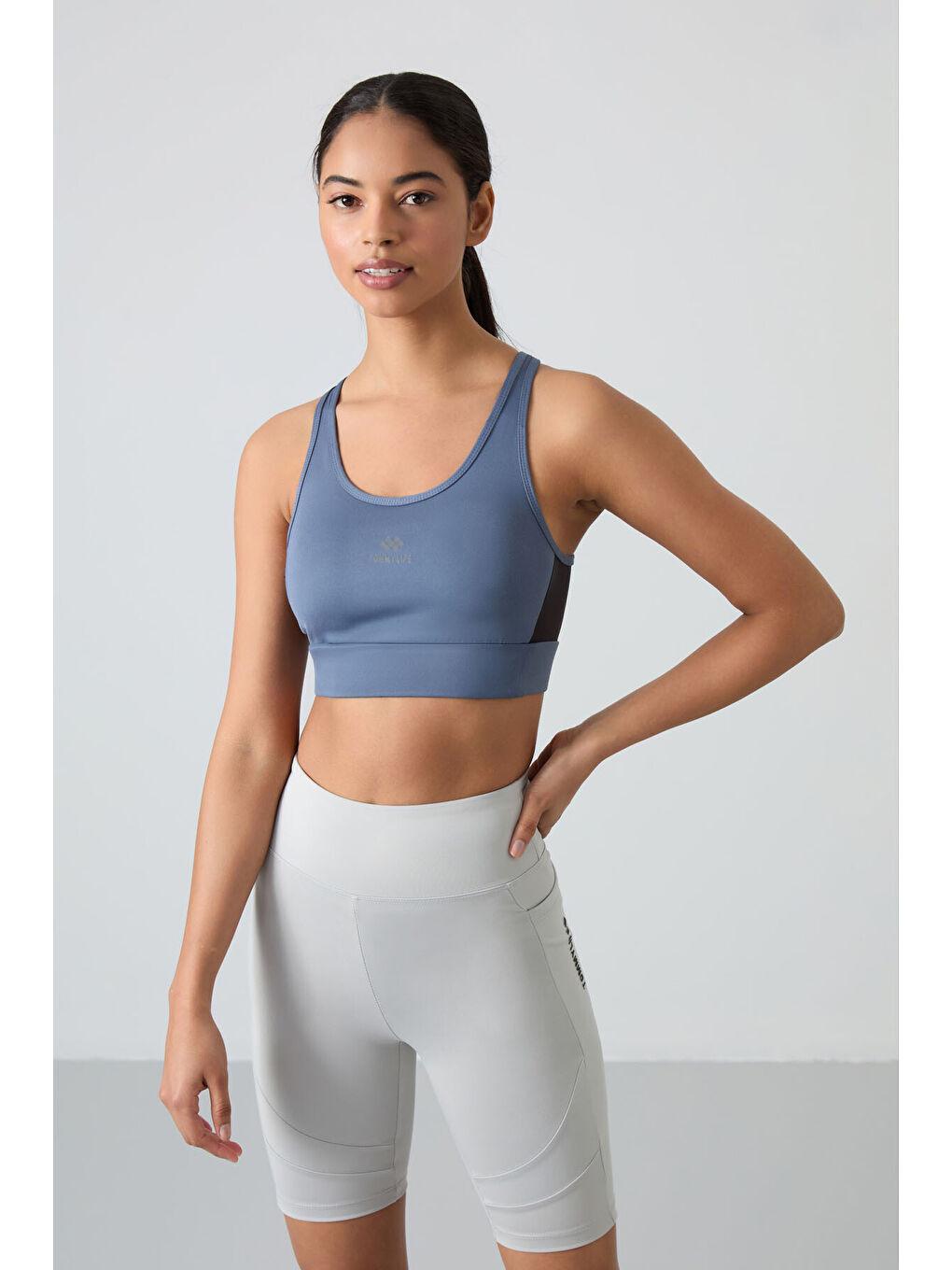 Petrol Çapraz Sırt Detaylı Slim Fit U Yaka Pedli Kadın Spor Büstiyer - 97121-3