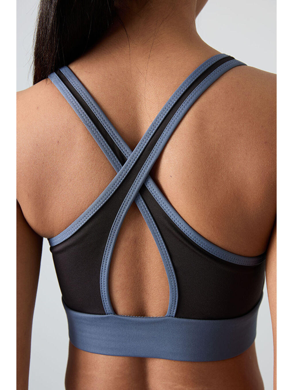 Petrol Çapraz Sırt Detaylı Slim Fit U Yaka Pedli Kadın Spor Büstiyer - 97121-4