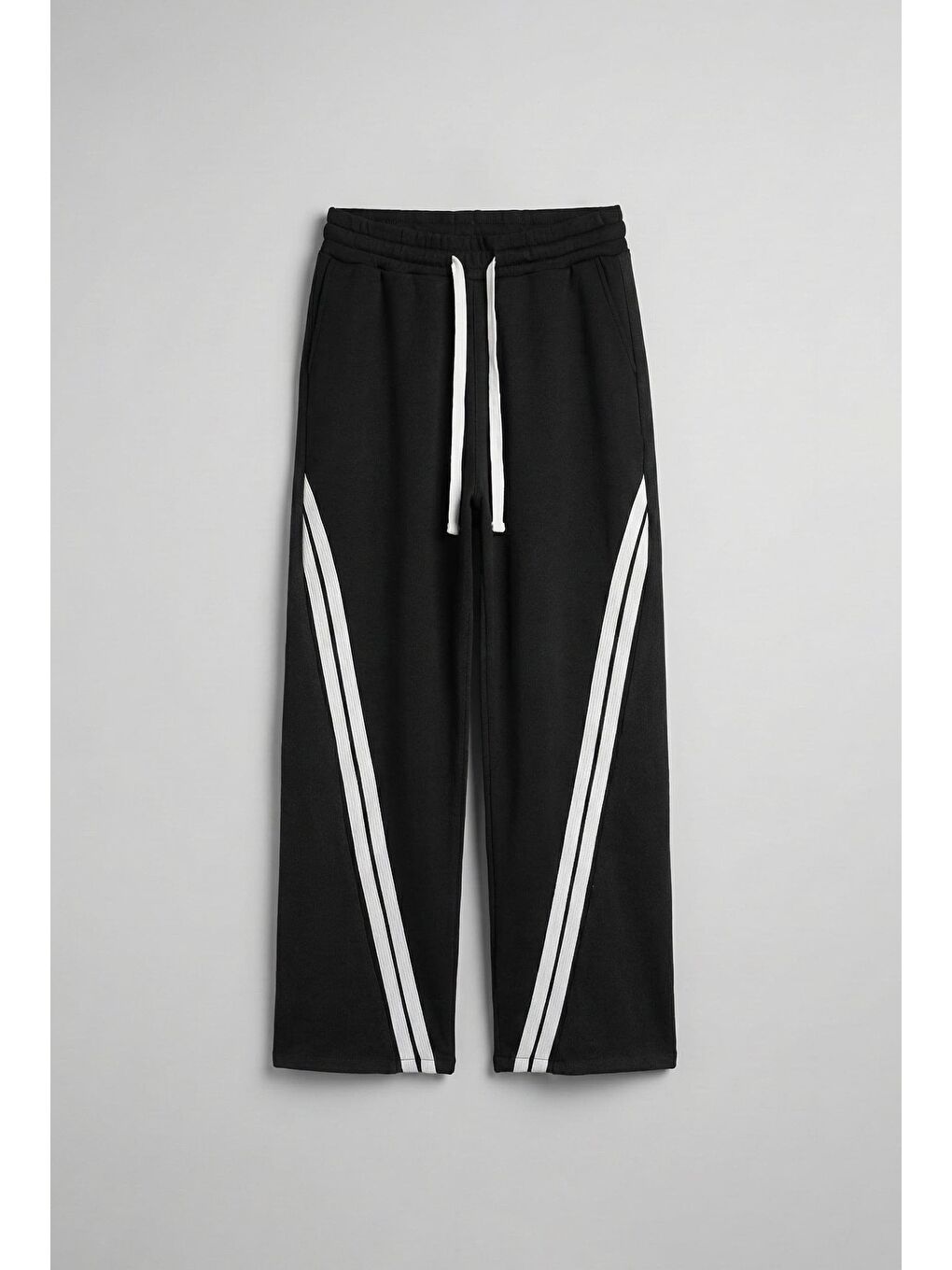 Baggy Fit Şerit Detaylı Duo Jean Siyah