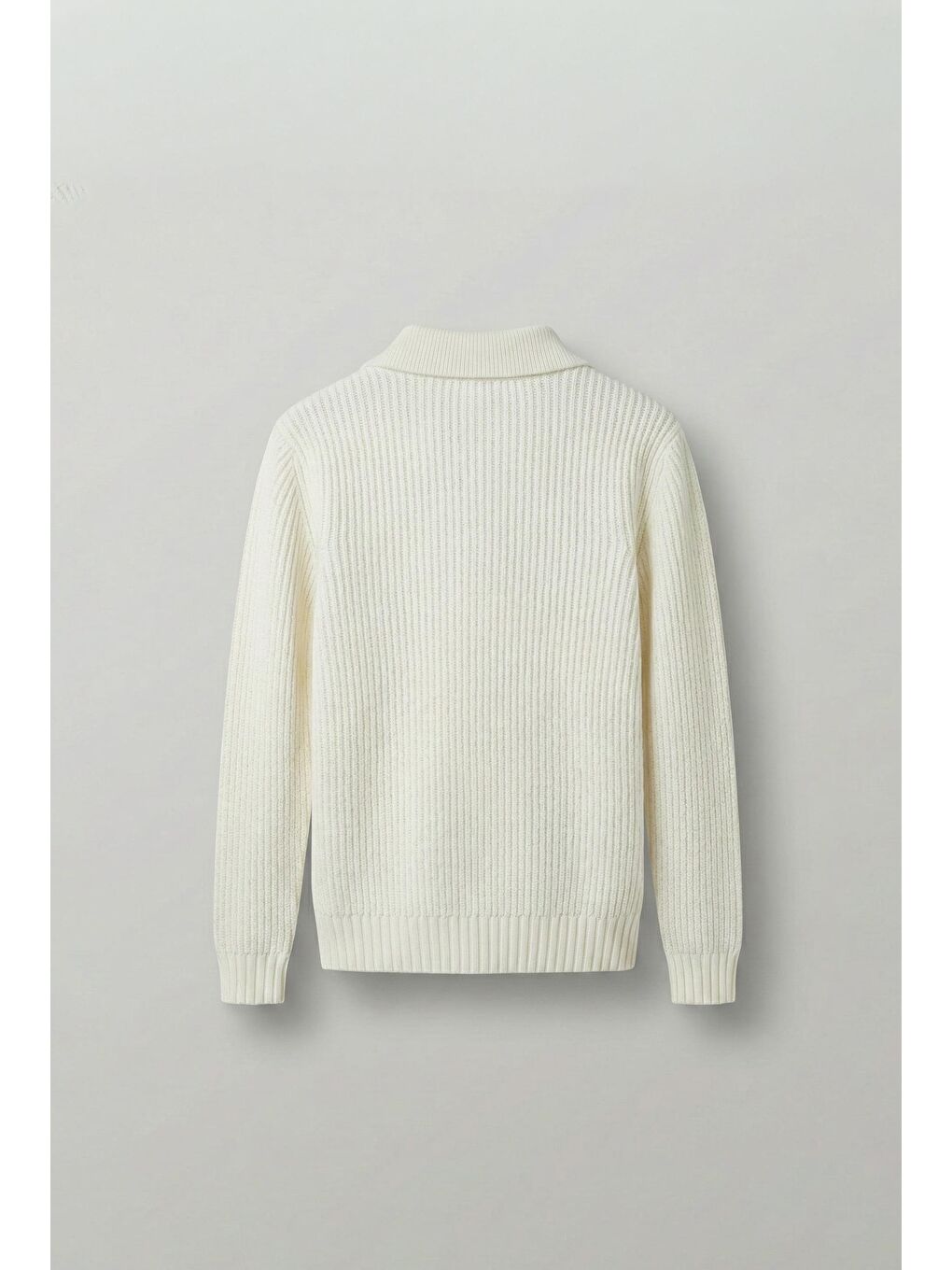 Erkek Oversize Düğmeli Çizgili Kazak Ekru-1