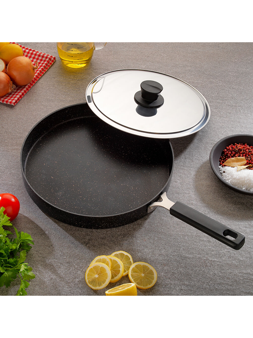 Siyah Fish Pan Kapaklı Balık Tavası 32 Cm-2 Parça-1