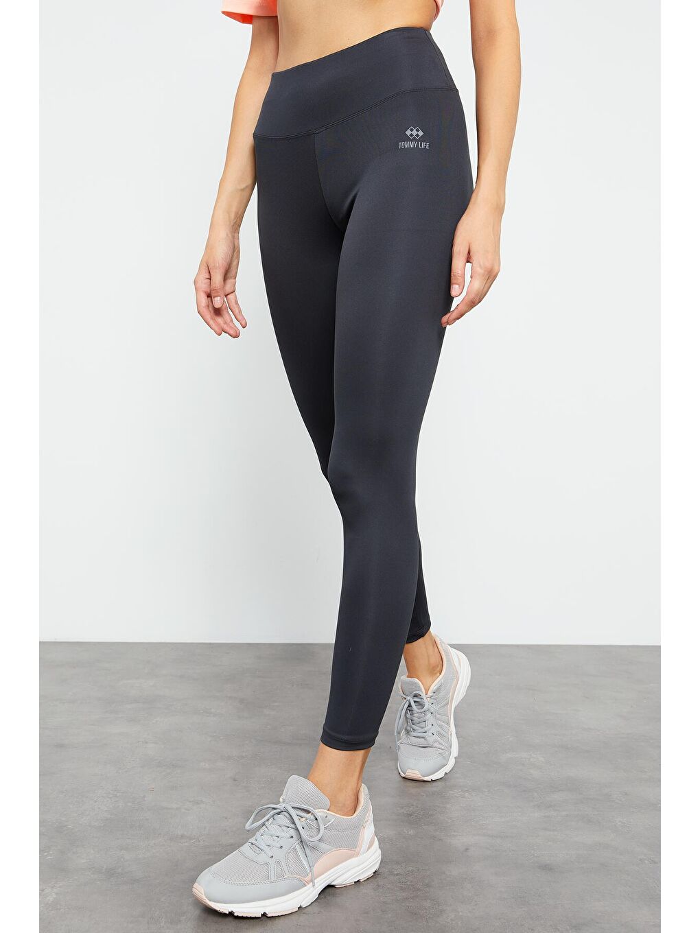 Antrasit Yüksek Bel Streç Slim Fit Dar Paça Kadın Tayt - 94545-1