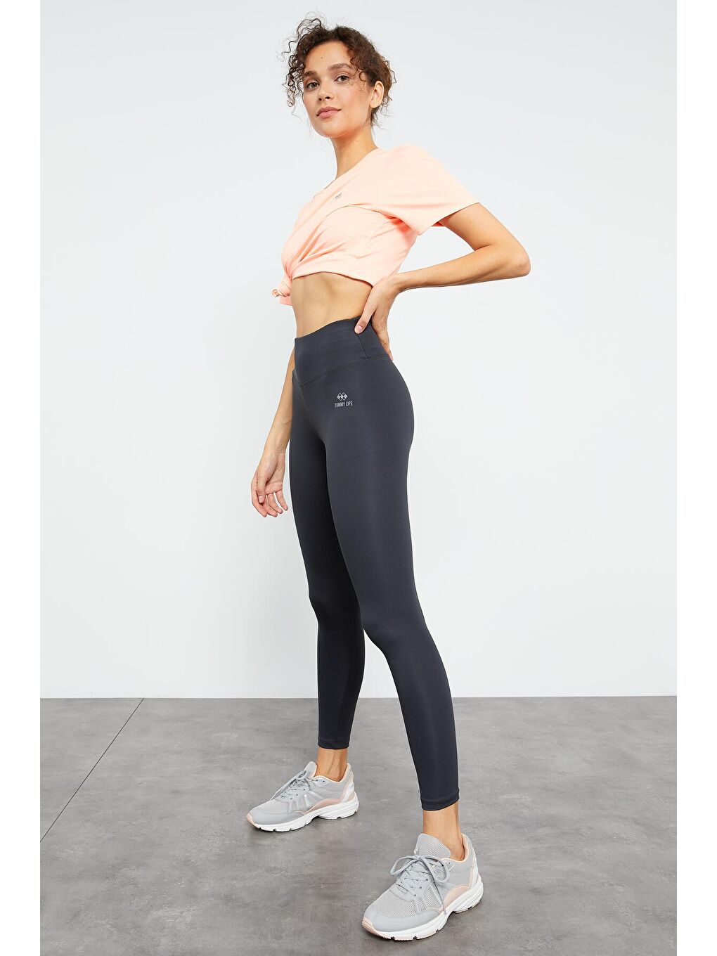 Antrasit Yüksek Bel Streç Slim Fit Dar Paça Kadın Tayt - 94545-4