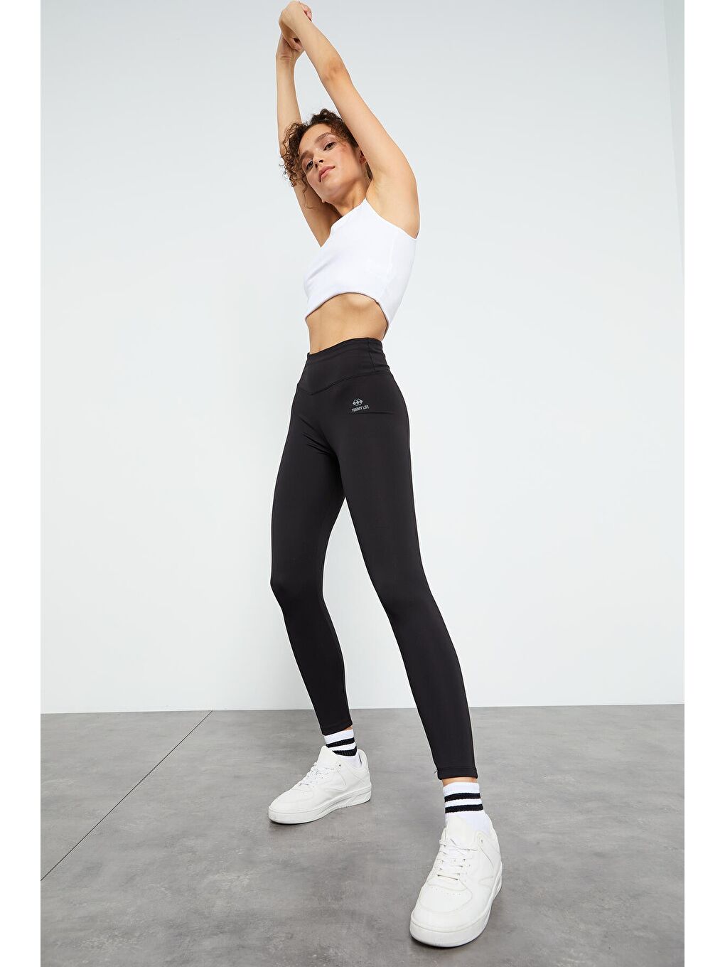 Siyah Yüksek Bel Streç Slim Fit Dar Paça Kadın Tayt - 94545