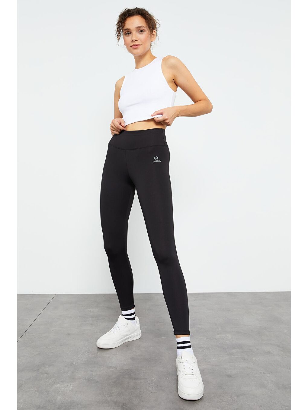 Siyah Yüksek Bel Streç Slim Fit Dar Paça Kadın Tayt - 94545-2