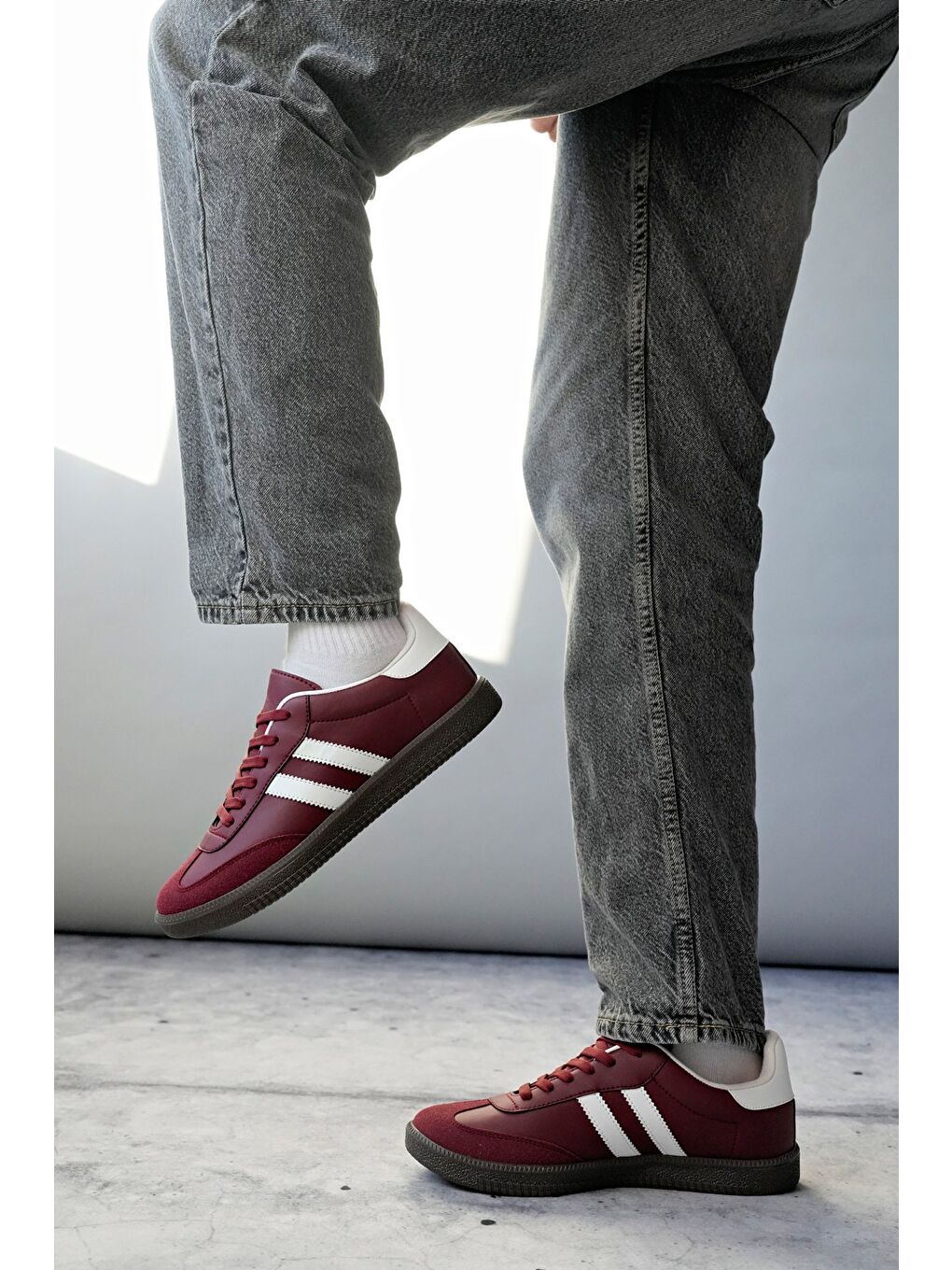 Bordo GORDON Unisex Ortopedik Günlük Bağcıklı Yürüyüş Koşu Sneaker Spor Ayakkabı-4