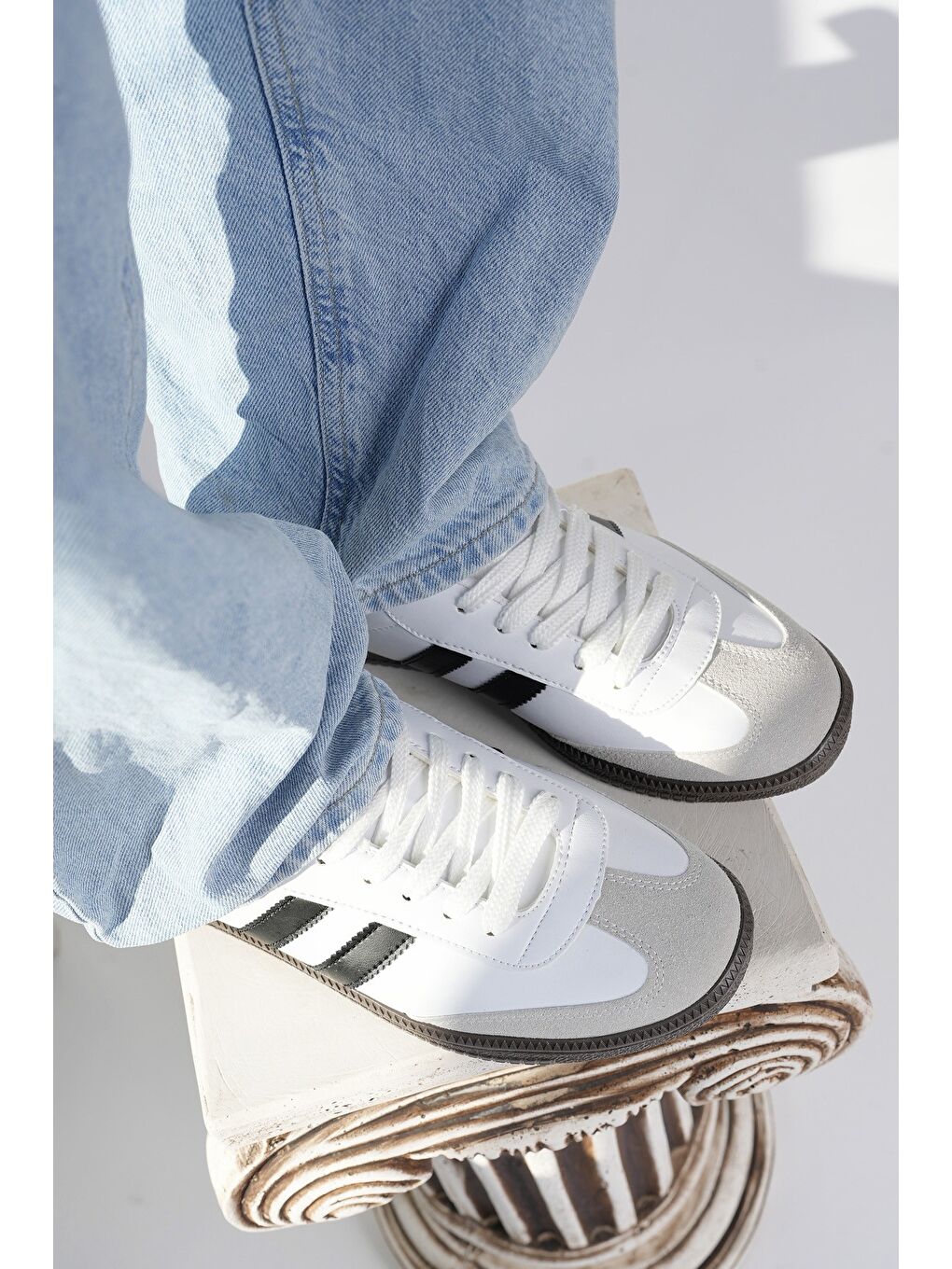 Beyaz GORDON Unisex Ortopedik Günlük Bağcıklı Yürüyüş Koşu Sneaker Spor Ayakkabı-7