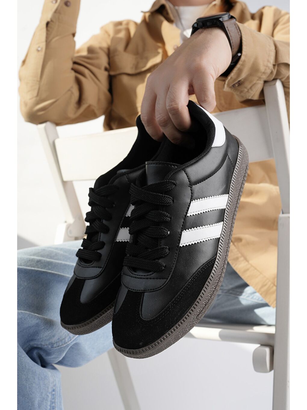 Siyah GORDON Unisex Ortopedik Günlük Bağcıklı Yürüyüş Koşu Sneaker Spor Ayakkabı-6