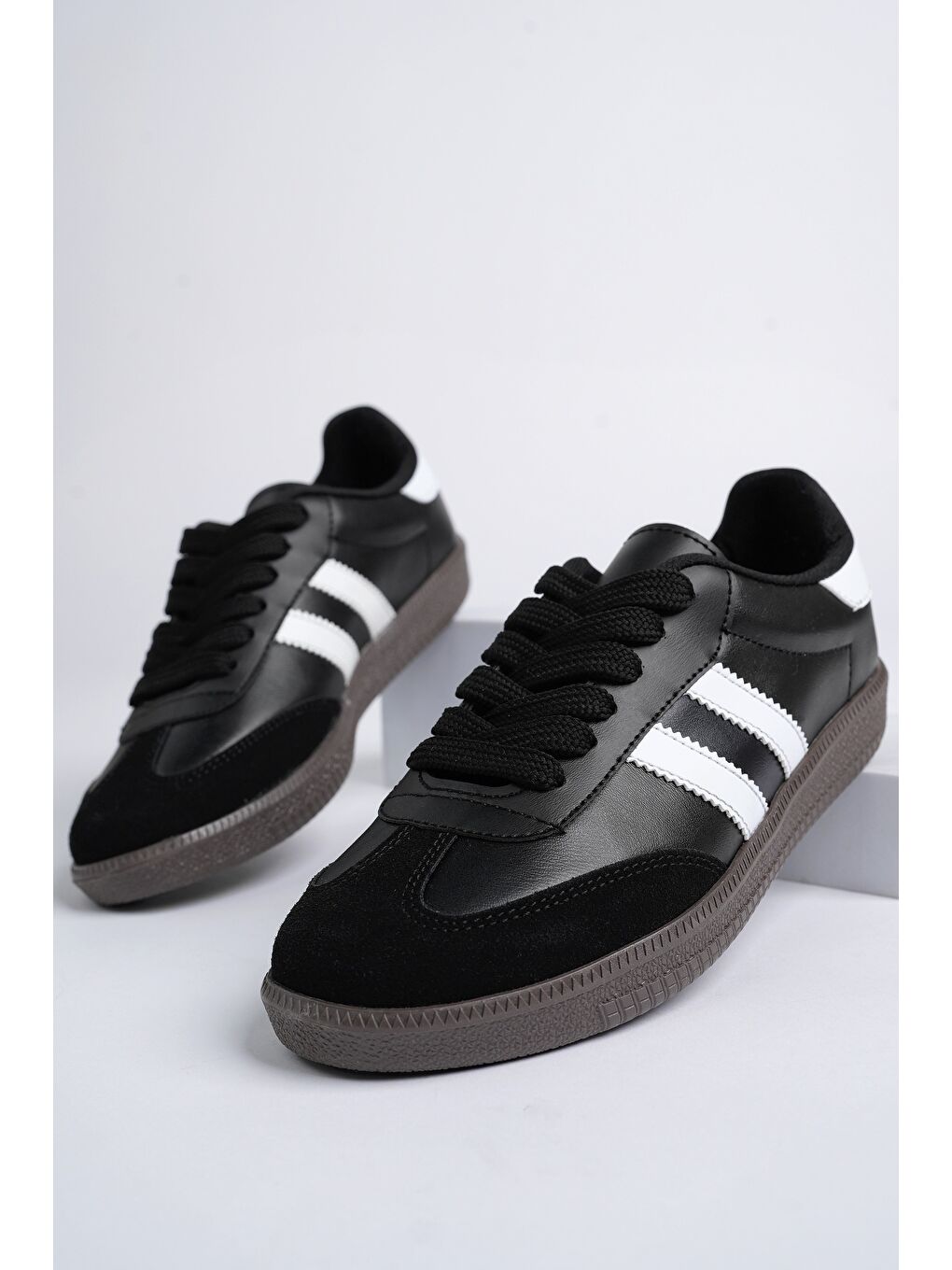 Siyah GORDON Unisex Ortopedik Günlük Bağcıklı Yürüyüş Koşu Sneaker Spor Ayakkabı-8