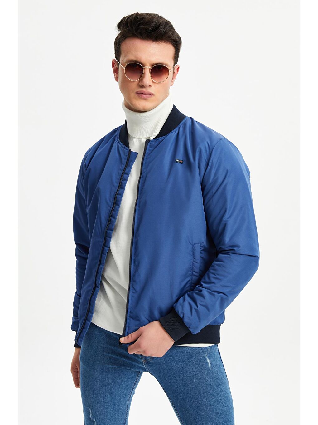 Mavi Erkek Suya ve Rüzgara Dayanıklı İçi Kapitone Elyaflı Mont M-6-1-3