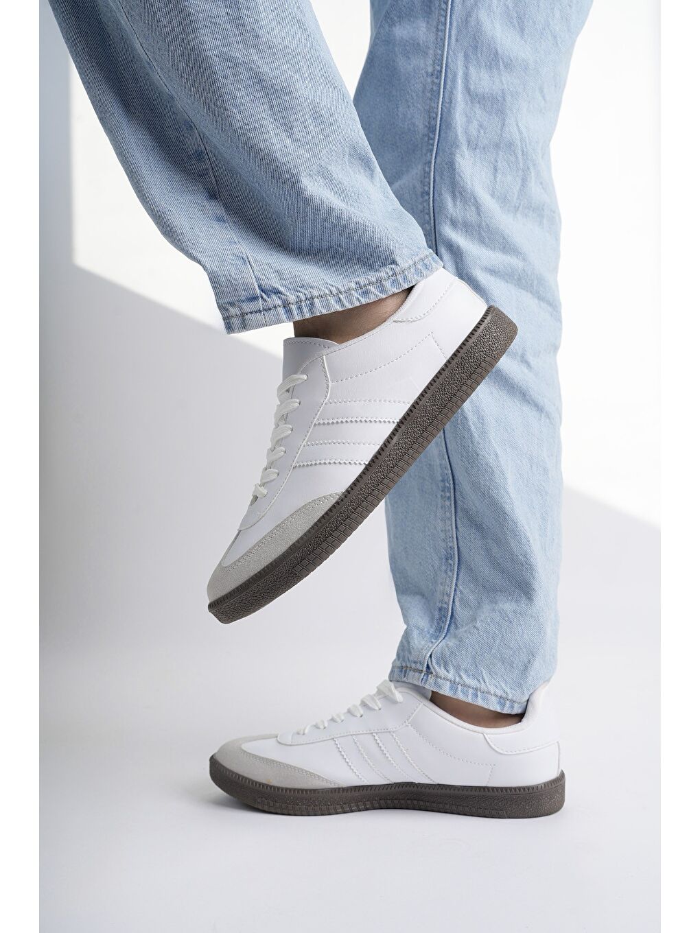 Beyaz GORDON Unisex Ortopedik Günlük Bağcıklı Yürüyüş Koşu Sneaker Spor Ayakkabı-6