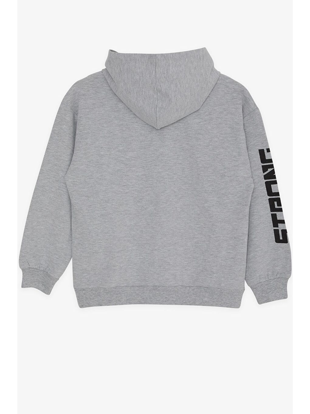 Erkek Çocuk Sweatshirt Kapüşonlu Cepli Açık Gri Melanj (8-14 Yaş)-1