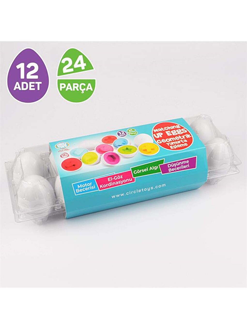 Circle Toys Karışık 12’li Geometrik Yumurta