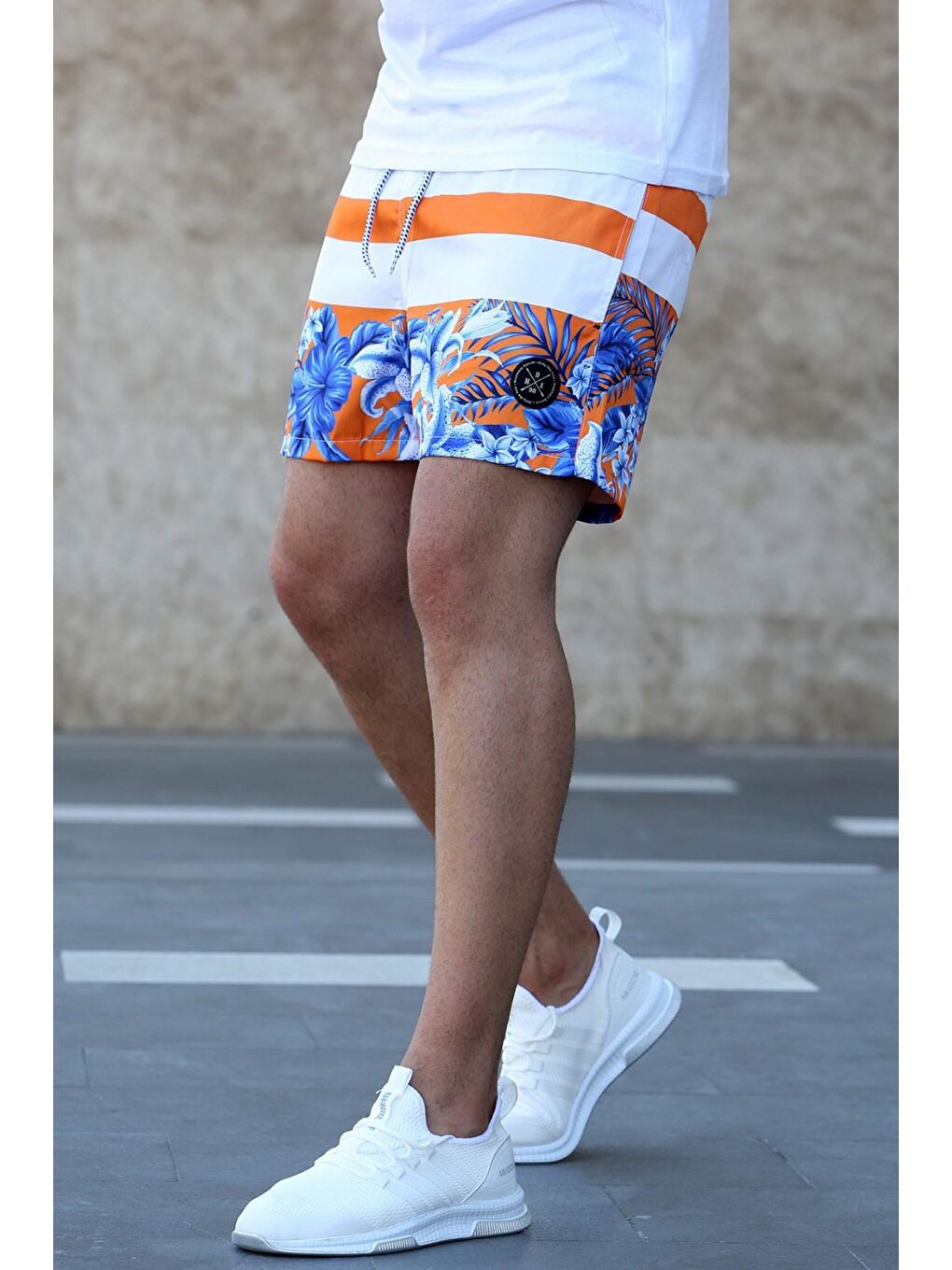 Çizgili Desenli Turuncu Deniz Şortu 2953