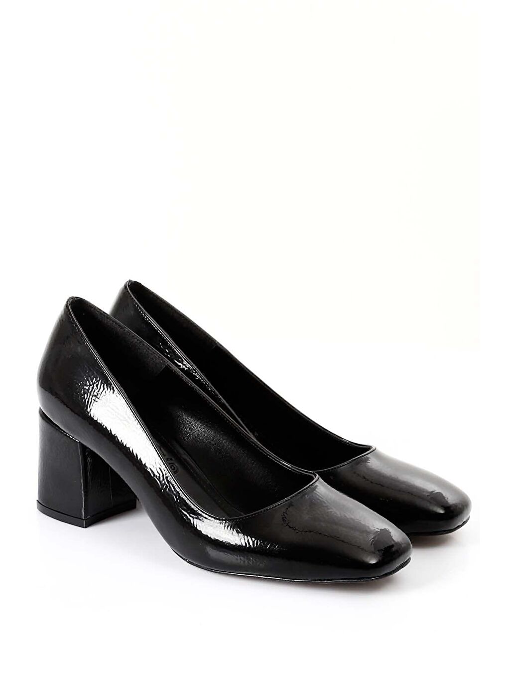 Siyah Gön Küt Burun Kalın Ökçe Kadın Topuklu Ayakkabı 37830-3