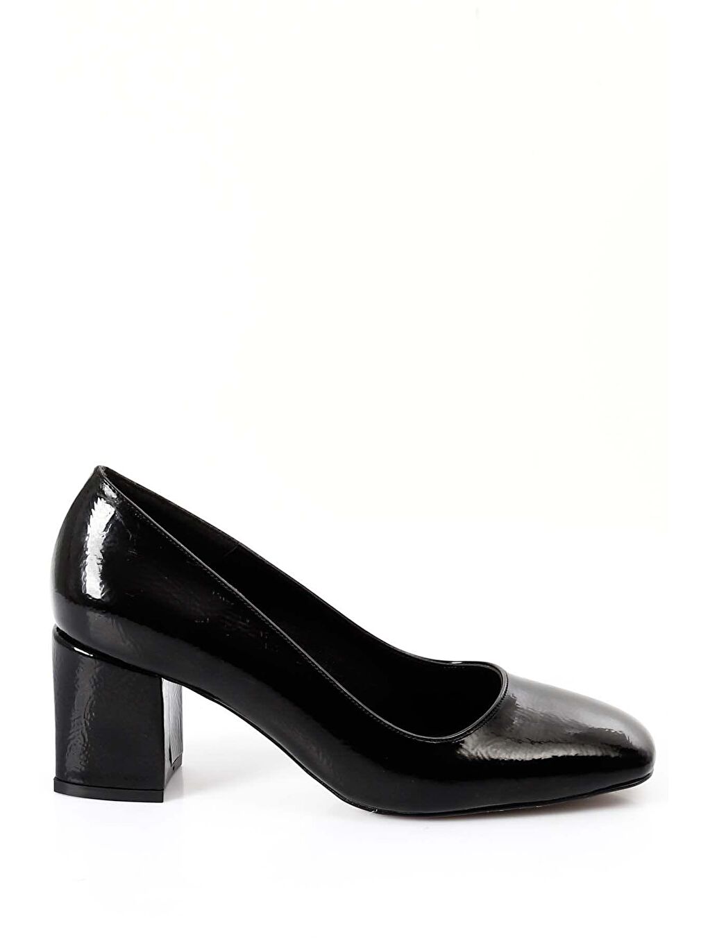 Siyah Gön Küt Burun Kalın Ökçe Kadın Topuklu Ayakkabı 37830-4