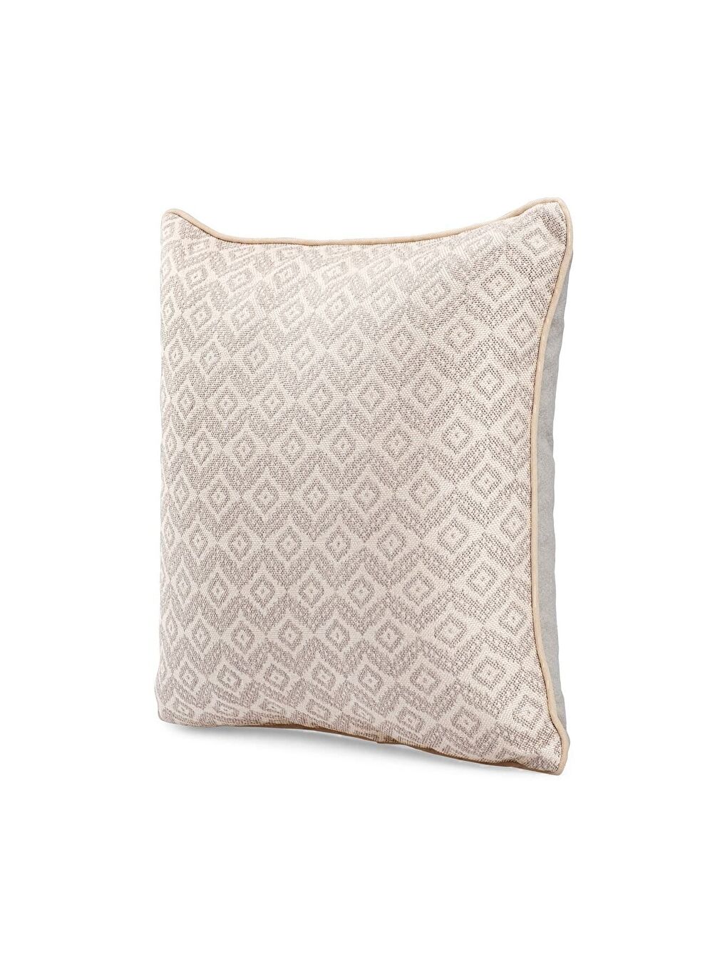 Bej Özel Tasarım 43x43 Dokuma Kırlent Kılıfı Biyeli Gizli Fermuarlı Dekoratif Salon