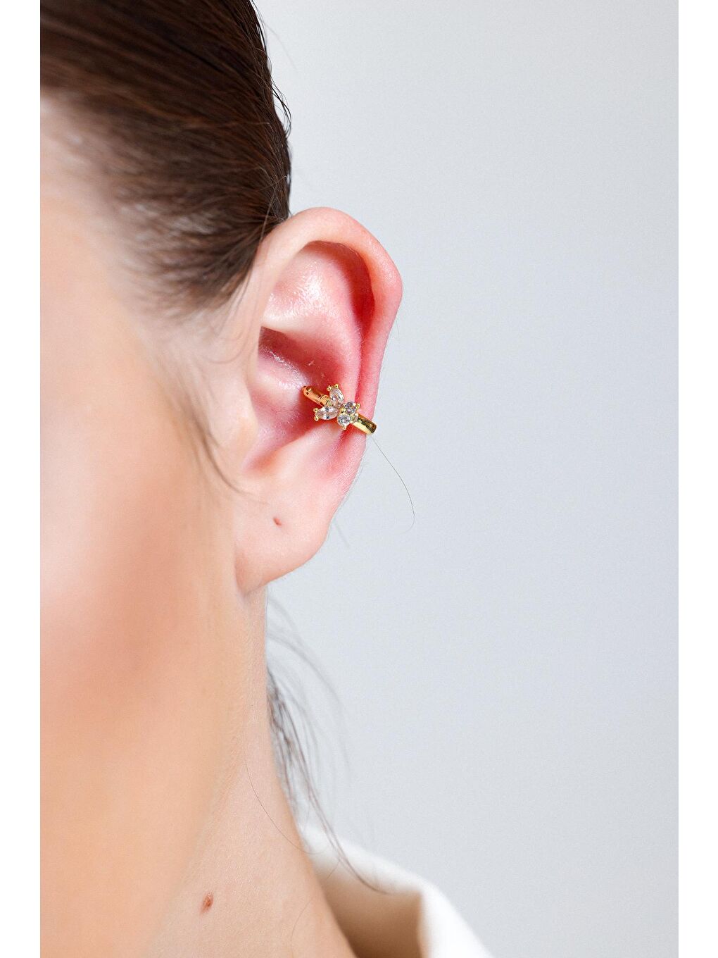 Aurrari Sarı Kadın Gold Markiz Taşlı Kelebek EarCuff