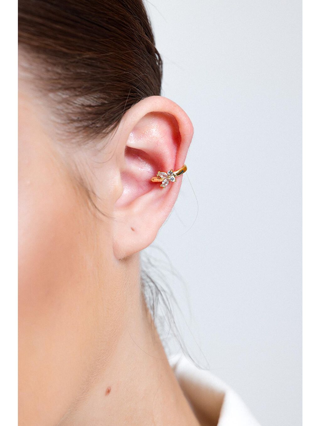 Aurrari Sarı Kadın Gold Markiz Taşlı Kelebek EarCuff - 2