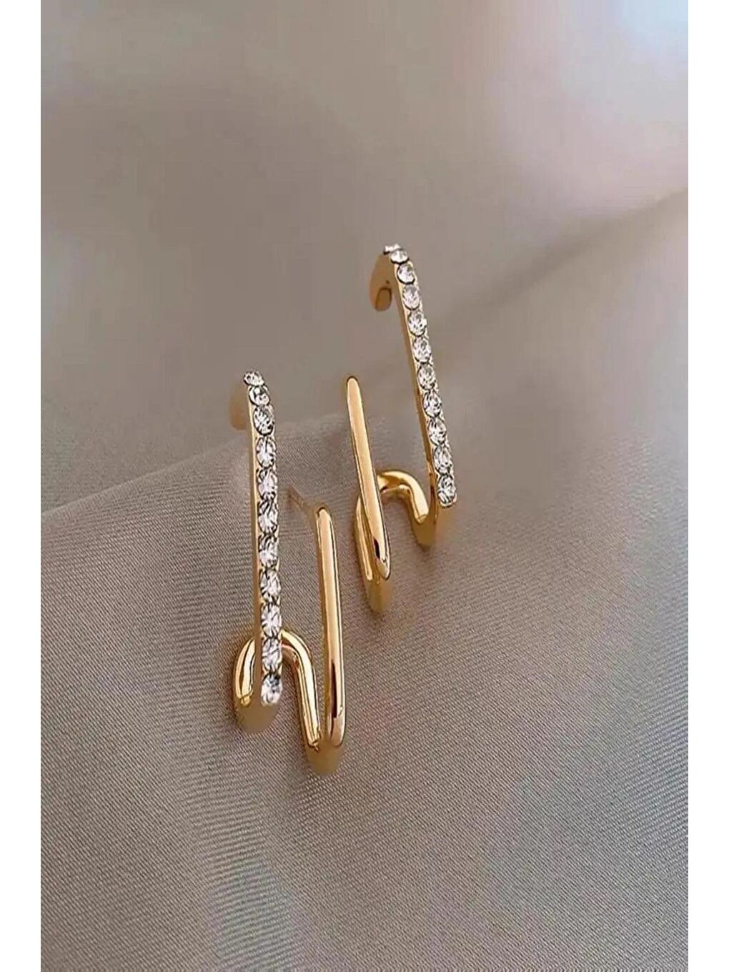 Sarı Kadın Gold Zirkon Taşlı Vip Kararmaz Küpe