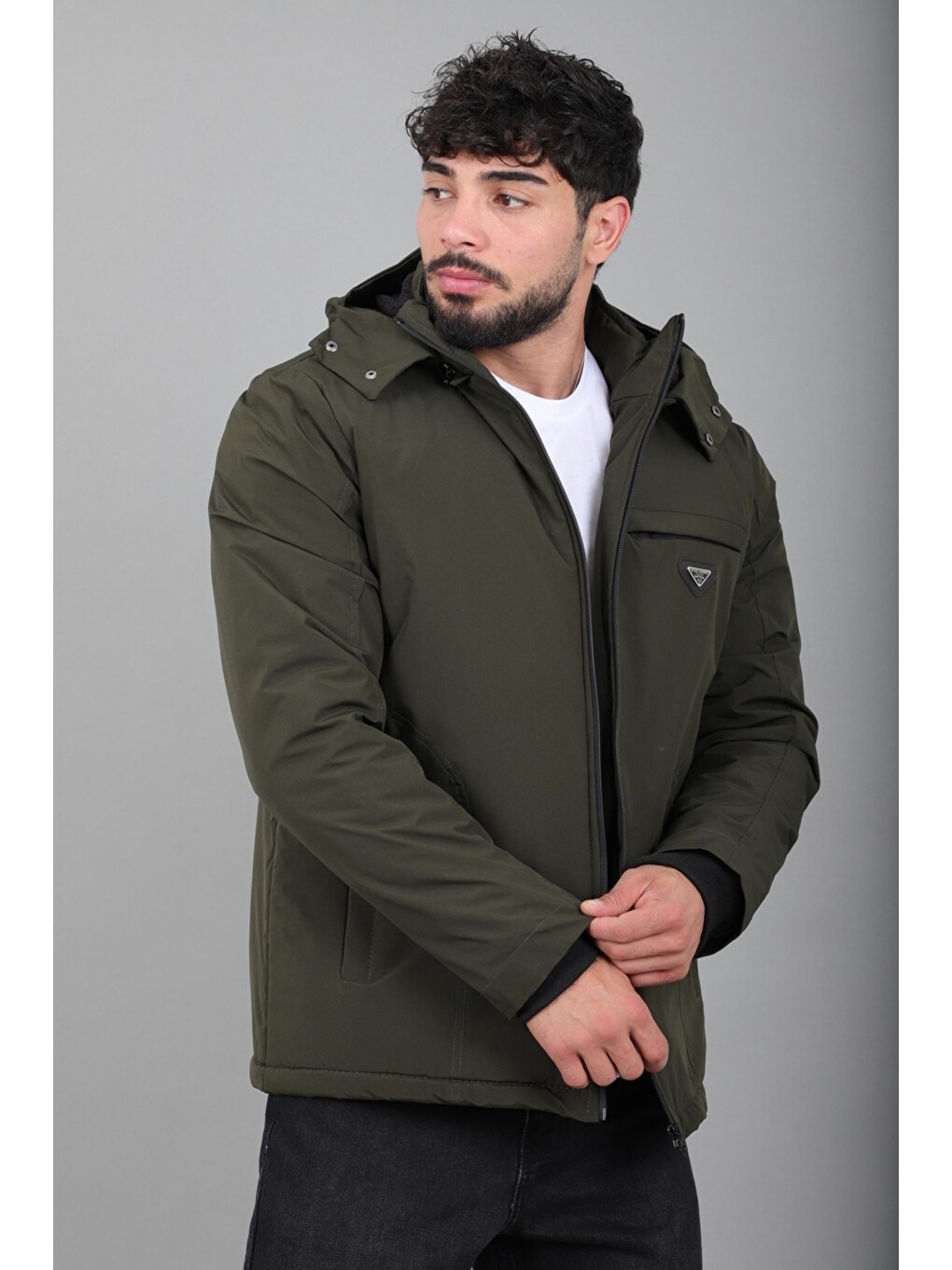 Haki İçi Kürlü Spor Elastanlı Mont/kaban Pldp3016_50509-1