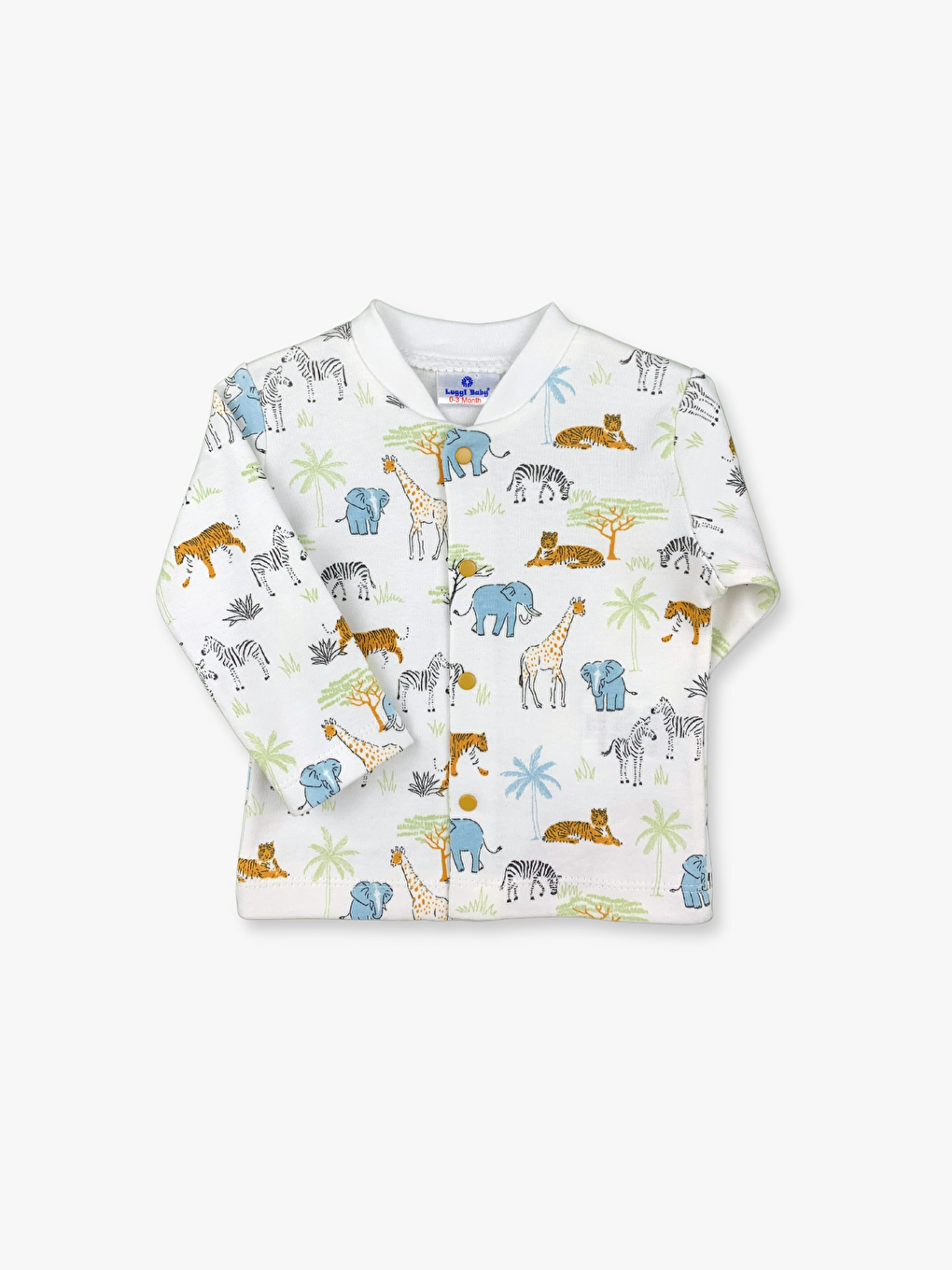 Ekru Bisiklet Yaka Uzun Kollu Baskılı Erkek Bebek 2'li Takım-1