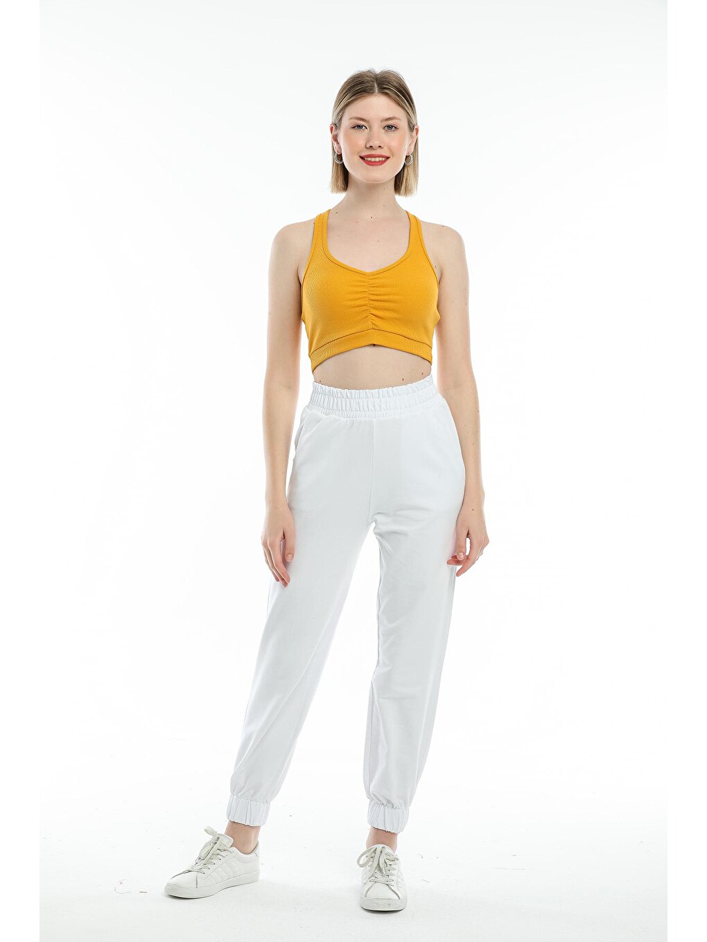 Sarı Kadın Crop Atlet-tişort Spr21y18-2