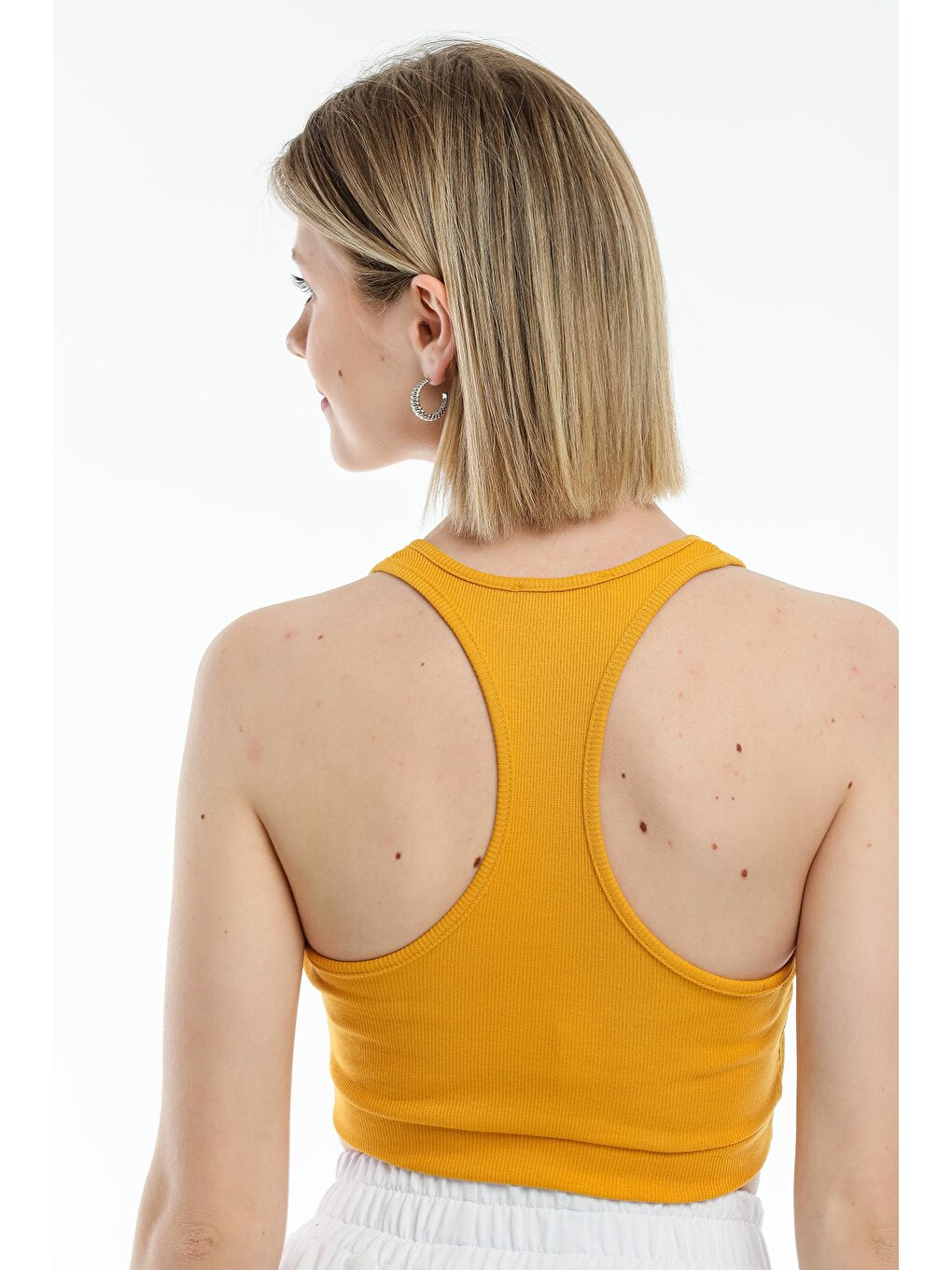 Sarı Kadın Crop Atlet-tişort Spr21y18-3