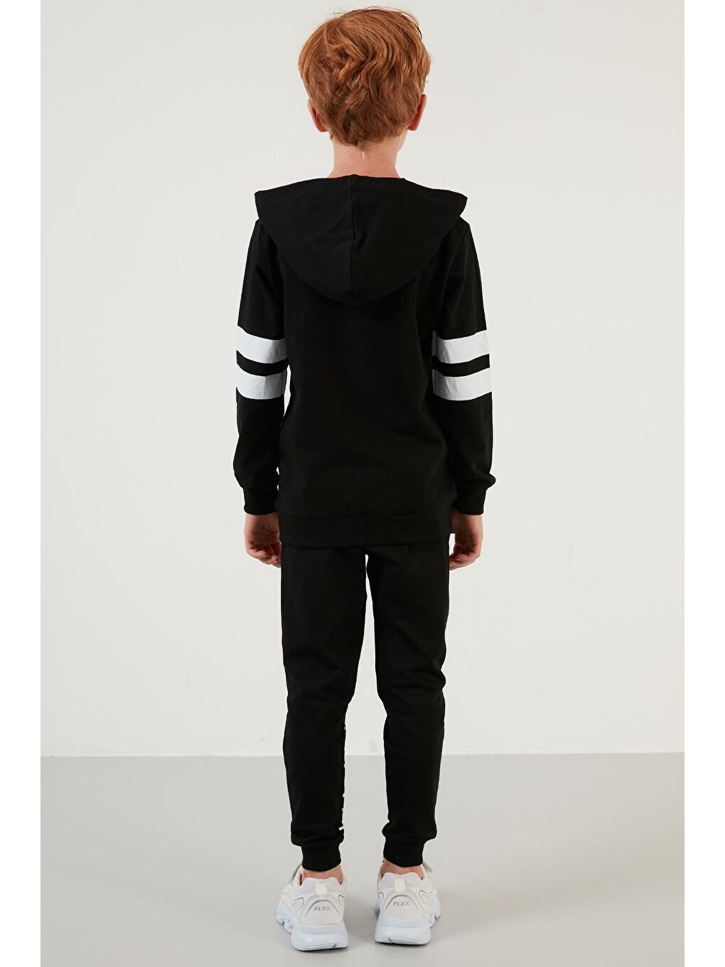Siyah Baskılı Kapüşonlu Cepli % 100 Pamuk Erkek Çocuk Takım 59211401-4