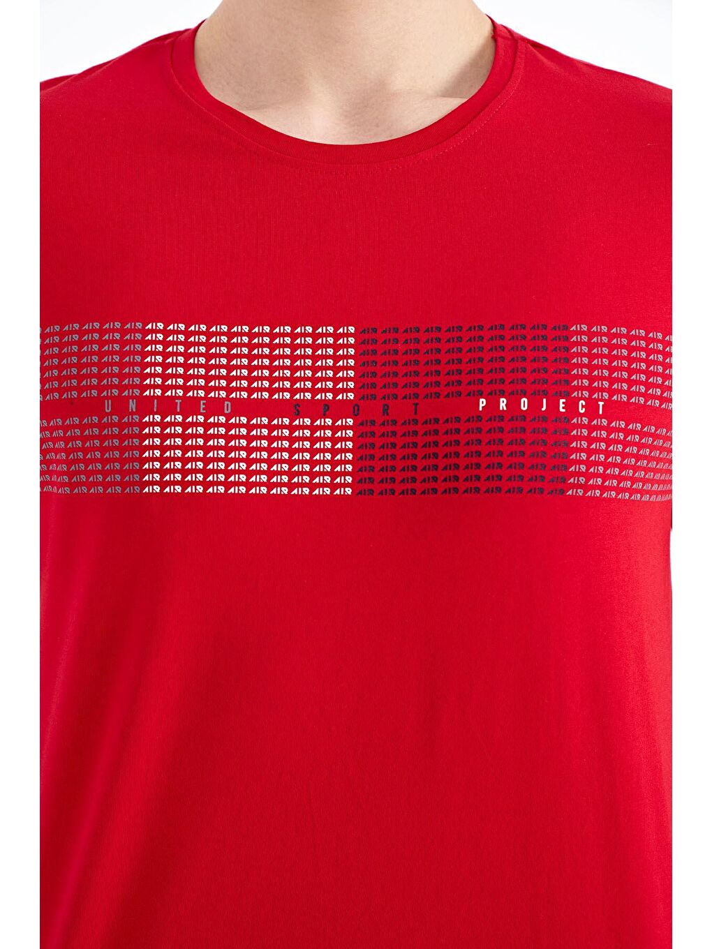 Kırmızı Minimal Yazı Baskılı Standart Kalıp Erkek Tişört - 88182-1
