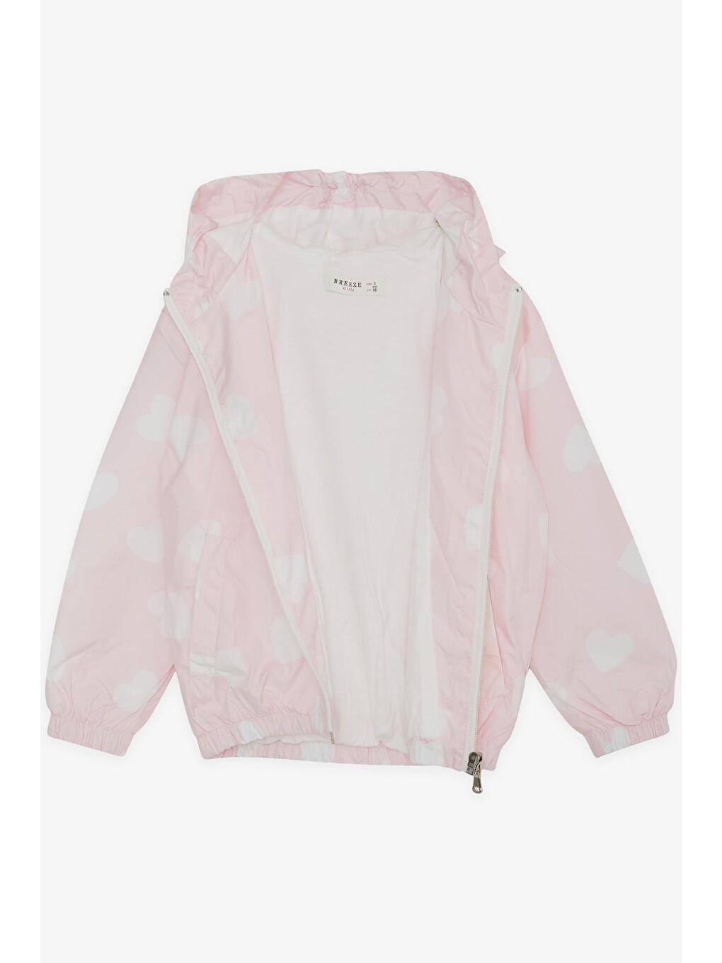 Pembe Kız Çocuk Yağmurluk Kalp Desenli Pudra (1-6 Yaş)-1