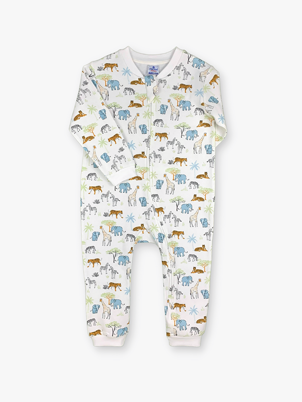 Ekru Bisiklet Yaka Uzun Kollu Baskılı Erkek Bebek Tulum